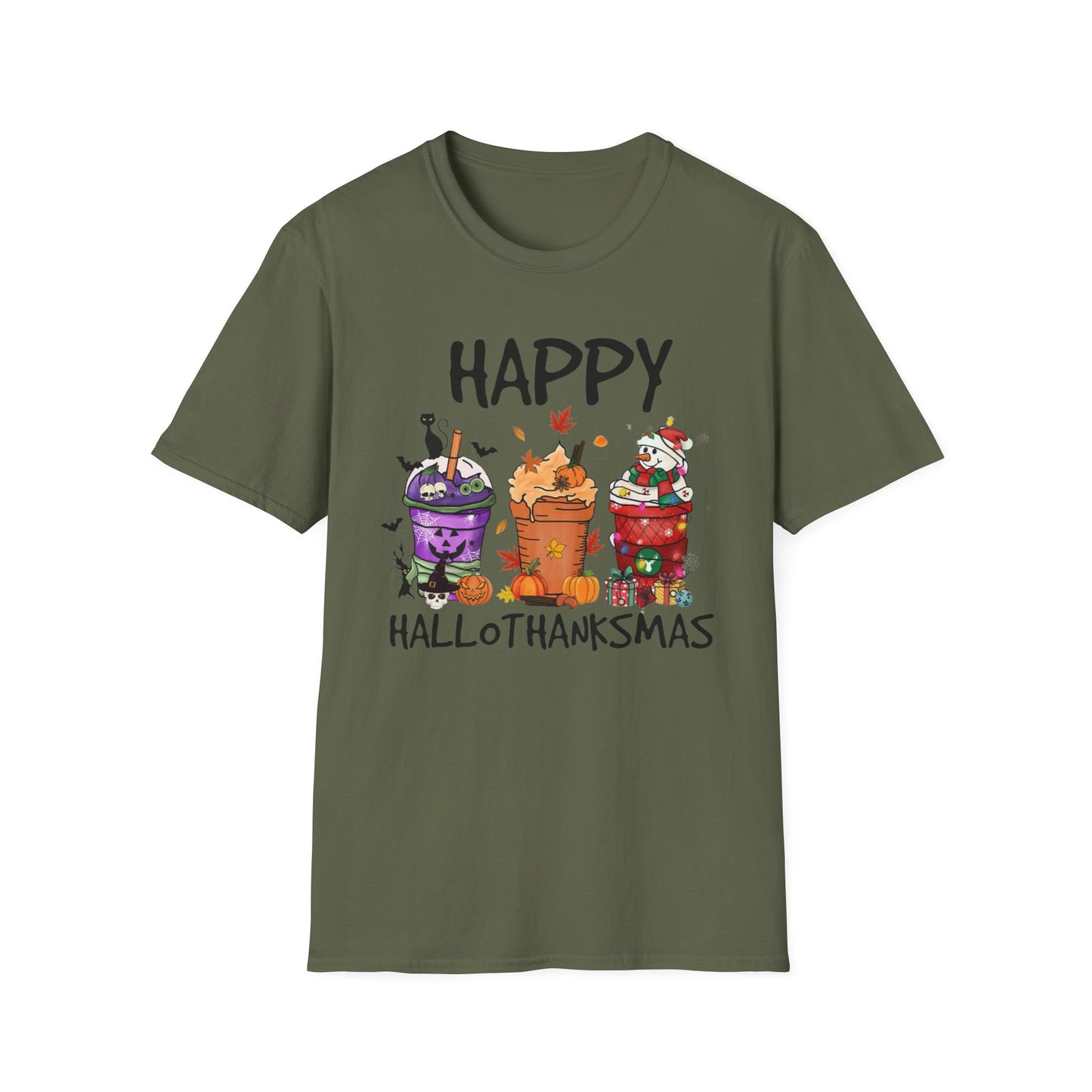 Happy Hallothanksmas Drinks Unisex Softstyle T-Shirt