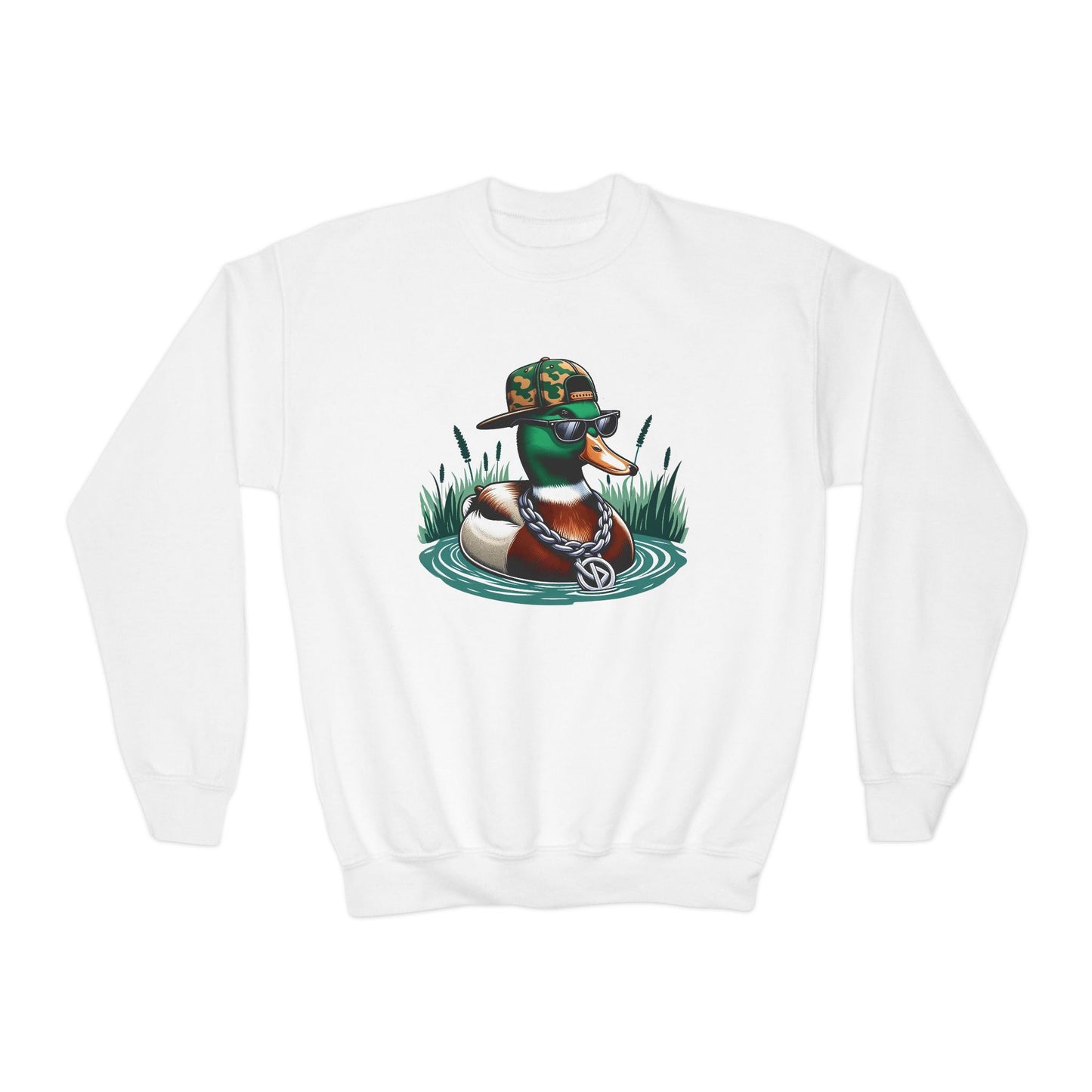 Youth Crewneck Sweatshirt with Quirky Duck Design