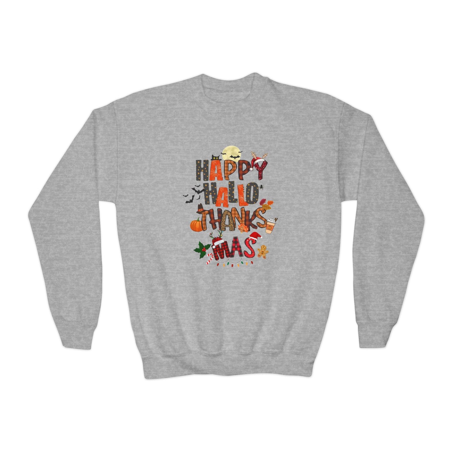 Happy hallothanksmas youth Sweatshirt