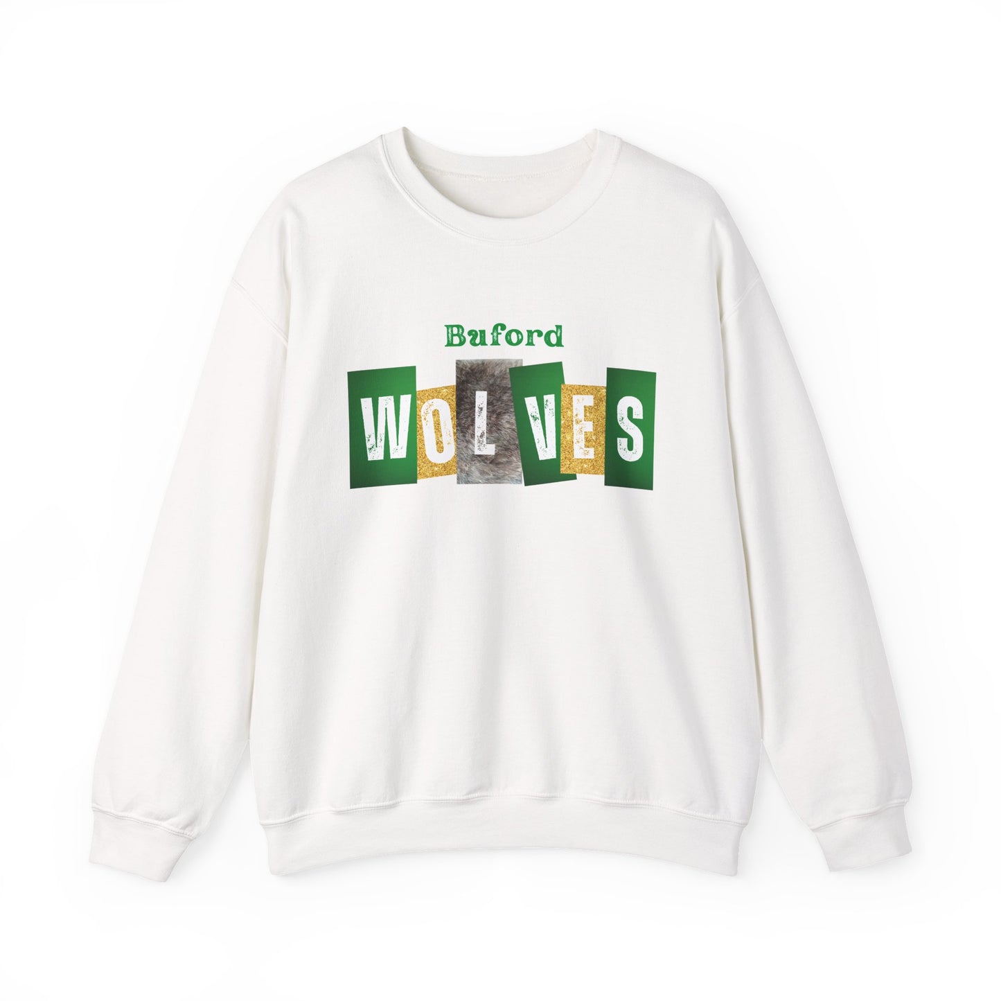 Buford Wolves Block letters Crewneck Sweatshirt