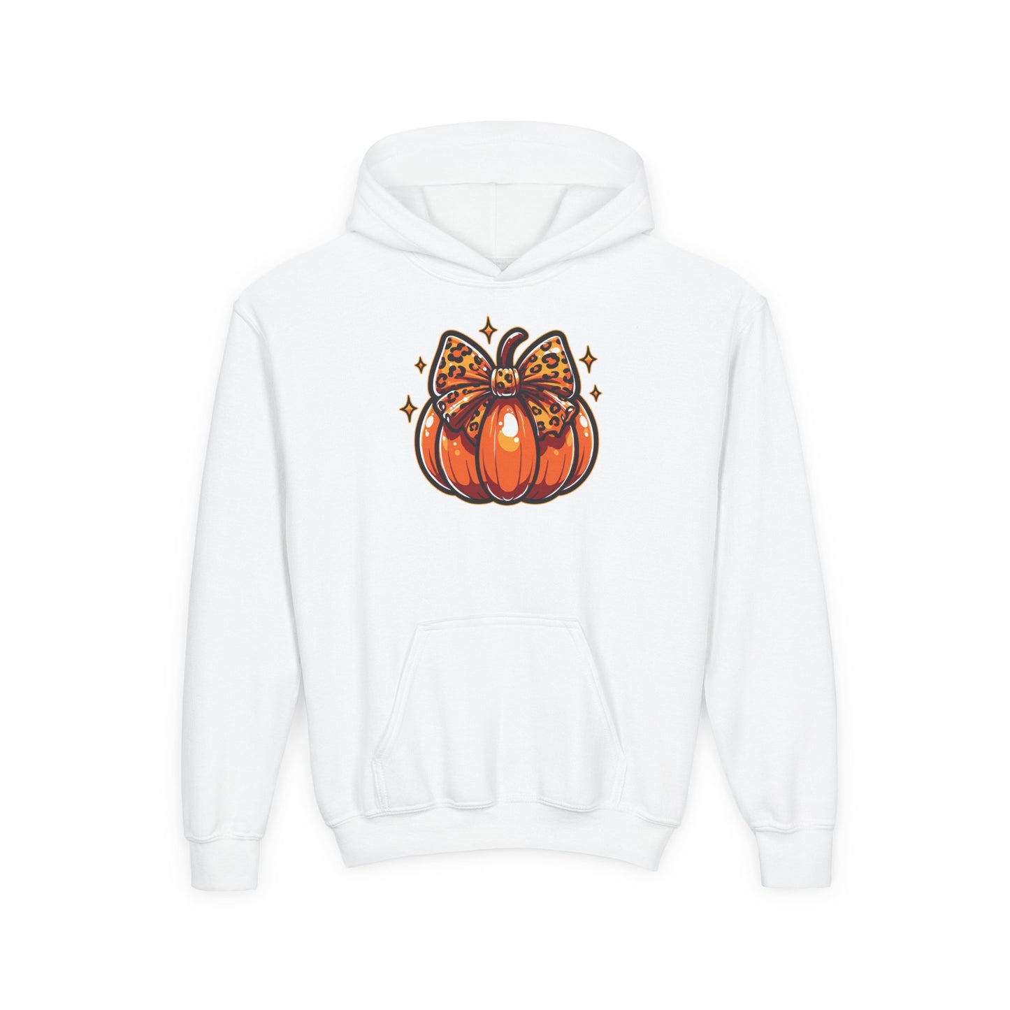 Leopard Pumpkin Bow Youth Hoodie