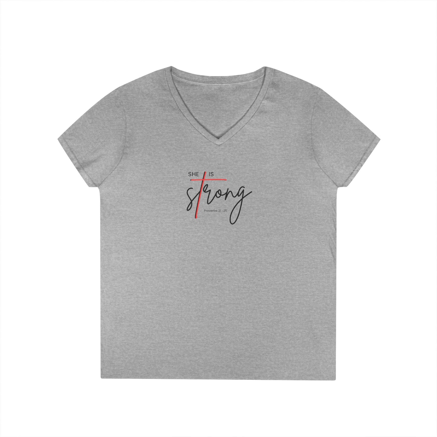 She is Strong V-Neck T-Shirt