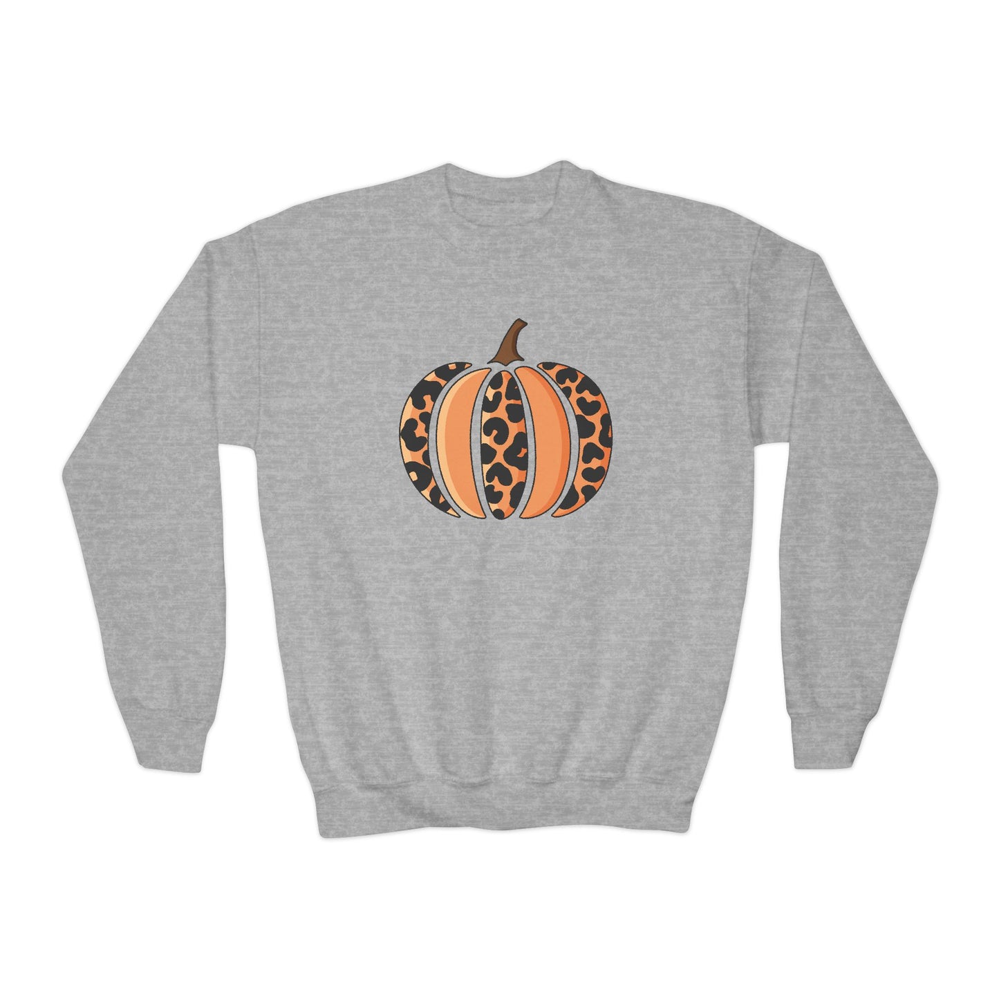 Leopard Print Pumpkin Youth Crewneck Sweatshirt