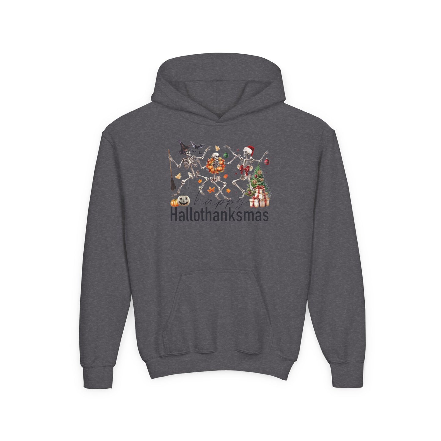 Happy Hallothanksmas Skeleton Youth Hoodie