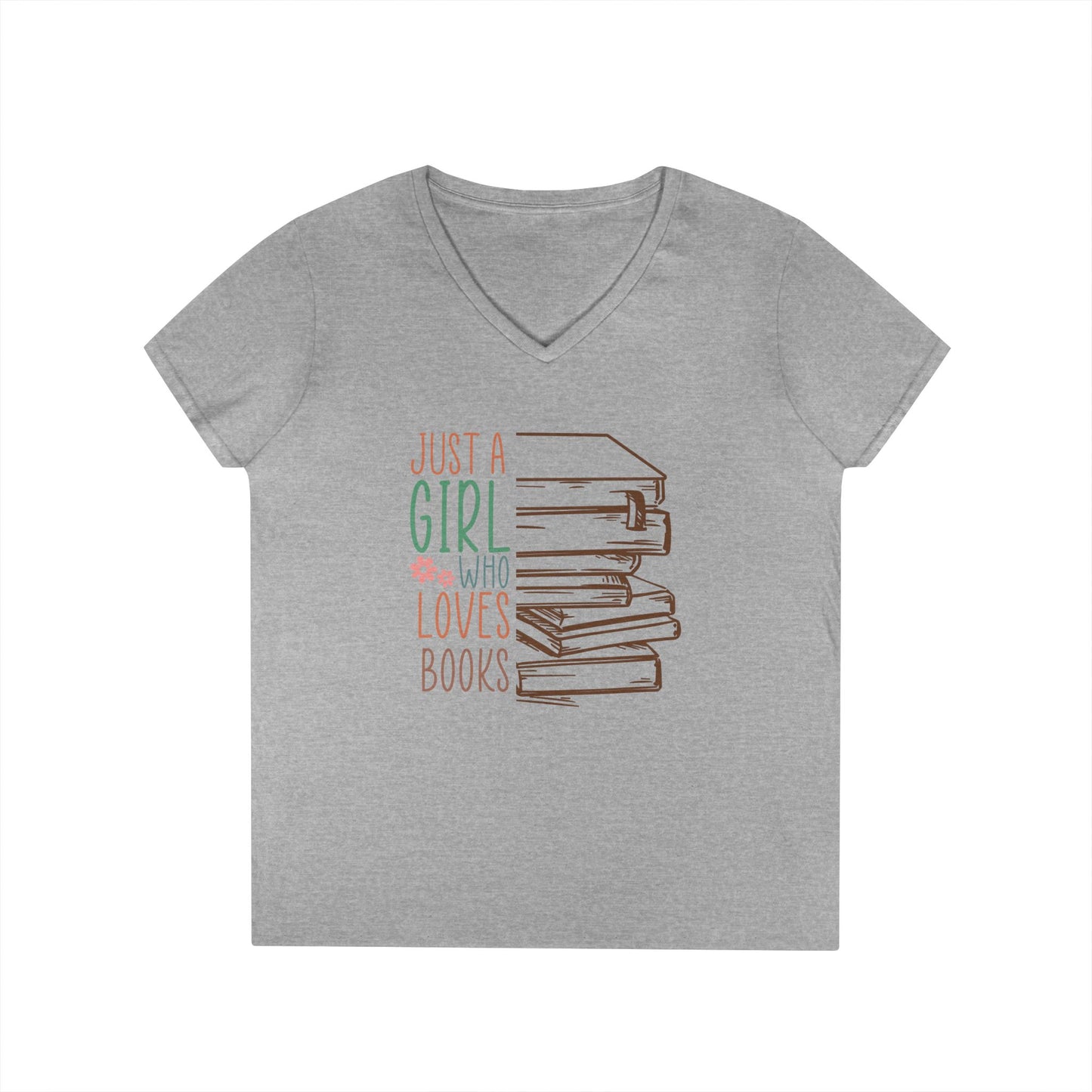 Just A Girl Who Loves Books V-Neck T-Shirt