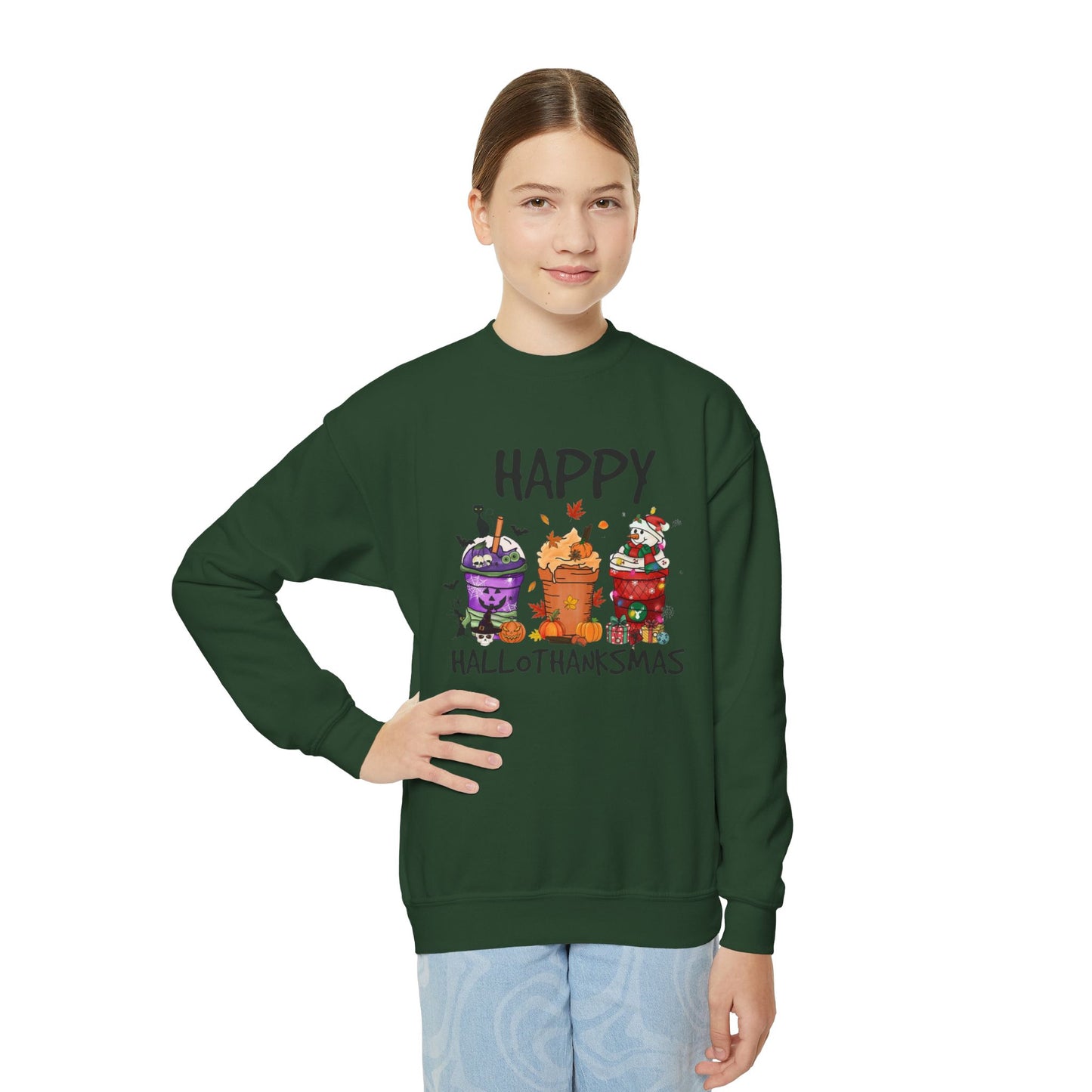 Happy Hallothanksmas Youth Crewneck Sweatshirt