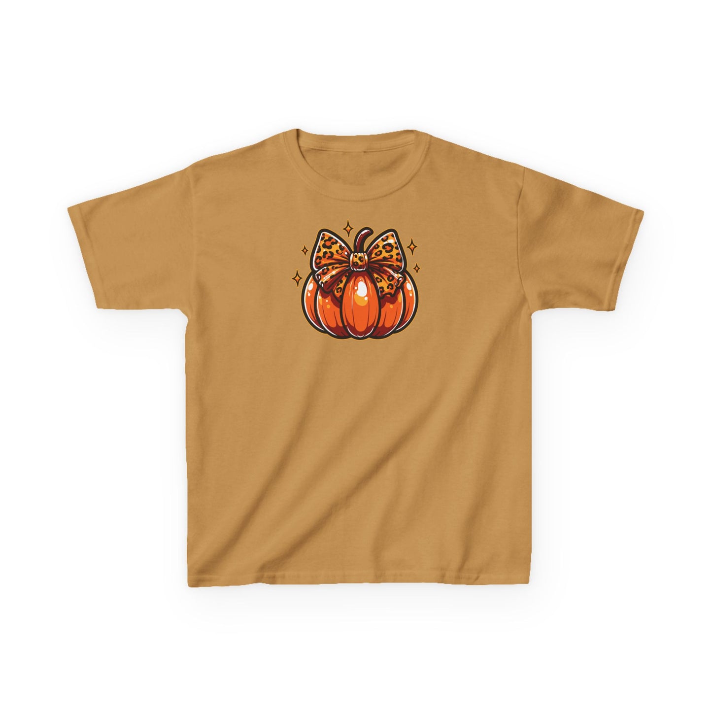 Leopard Pumpkin Bow Kids Tee