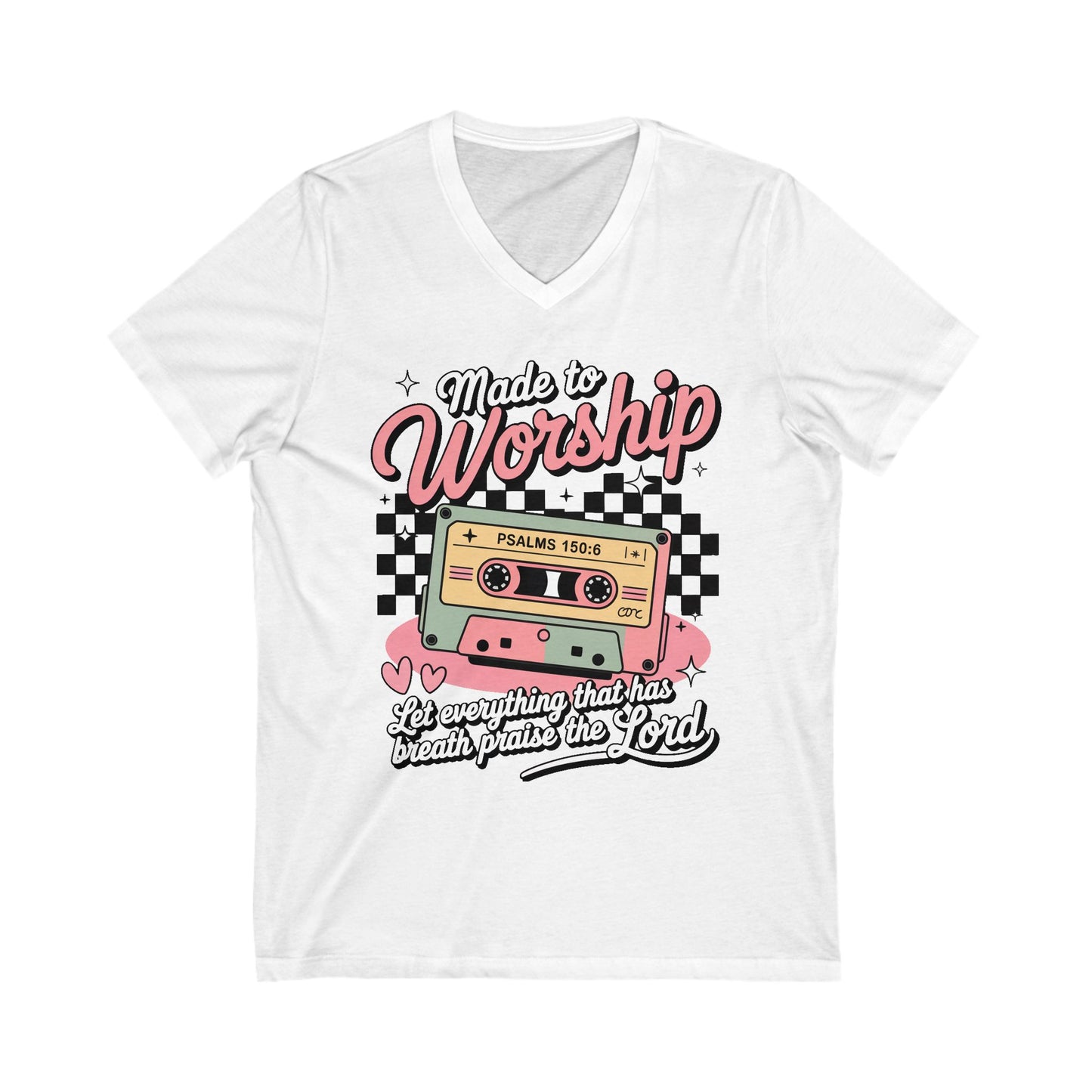 Retro Made to Worship V-Neck Tee