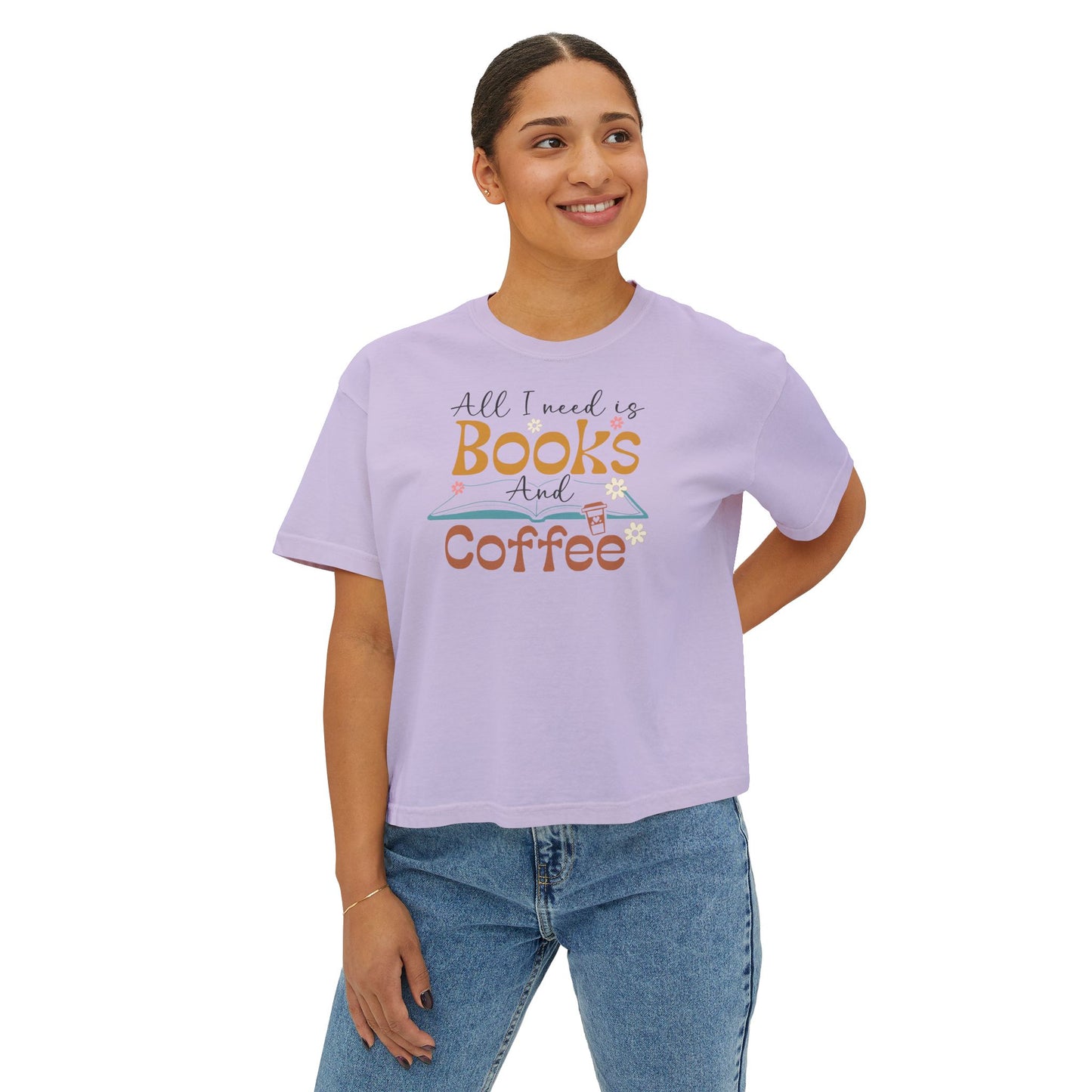 Books and Coffee Women's Boxy Tee