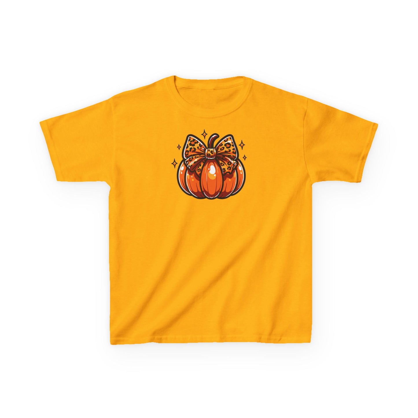 Leopard Pumpkin Bow Kids Tee