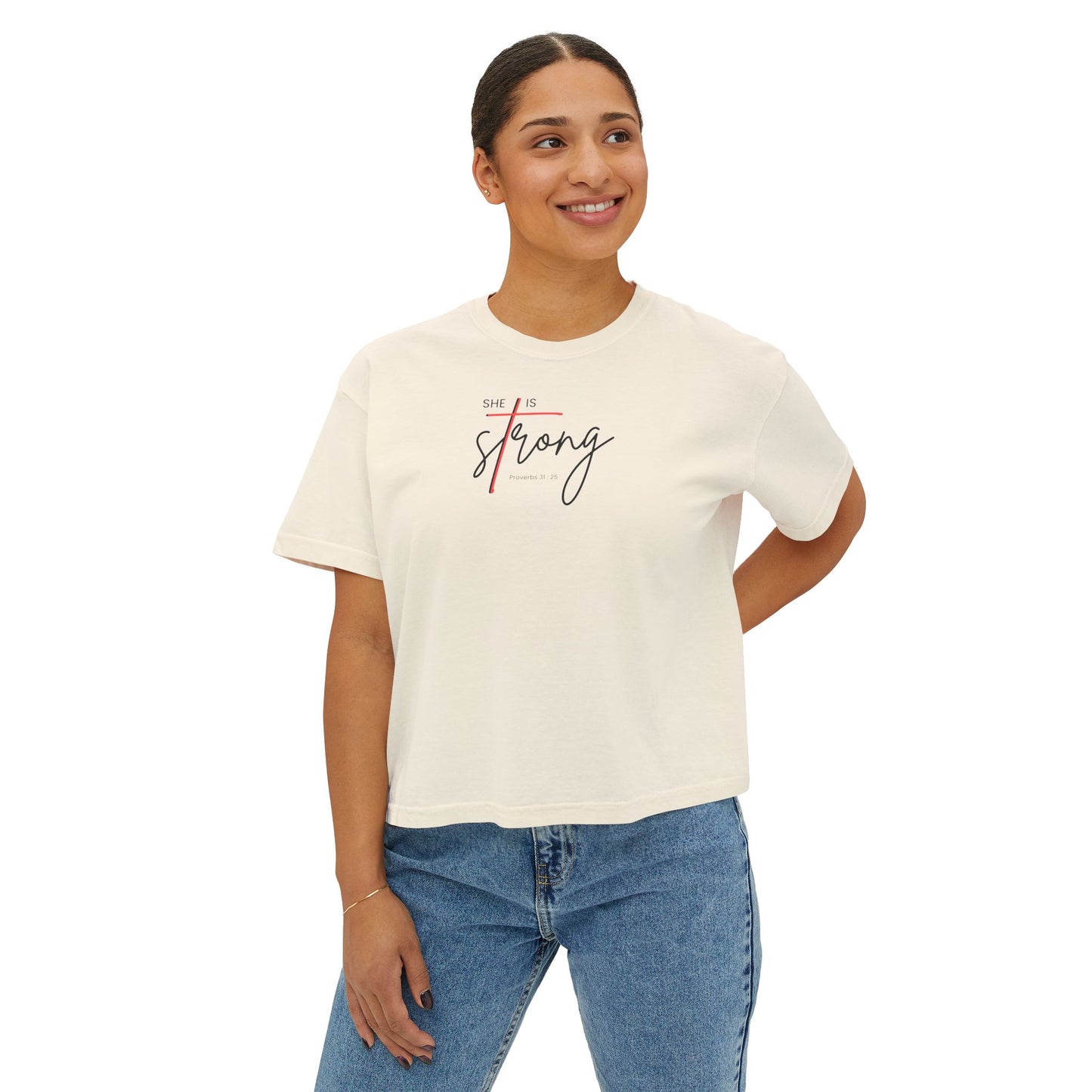 Women's Boxy Tee - She is Strong