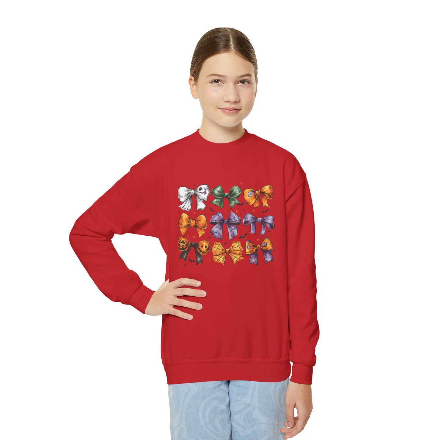 Halloween Bow Kids Crewneck Sweatshirt