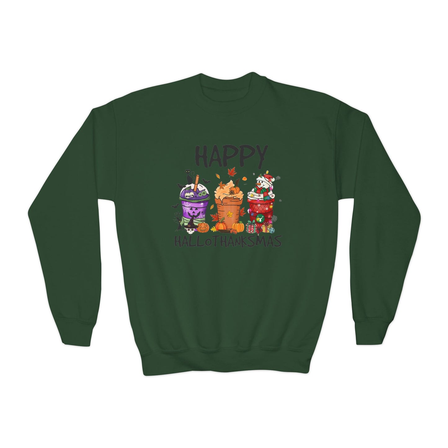 Happy Hallothanksmas Youth Crewneck Sweatshirt