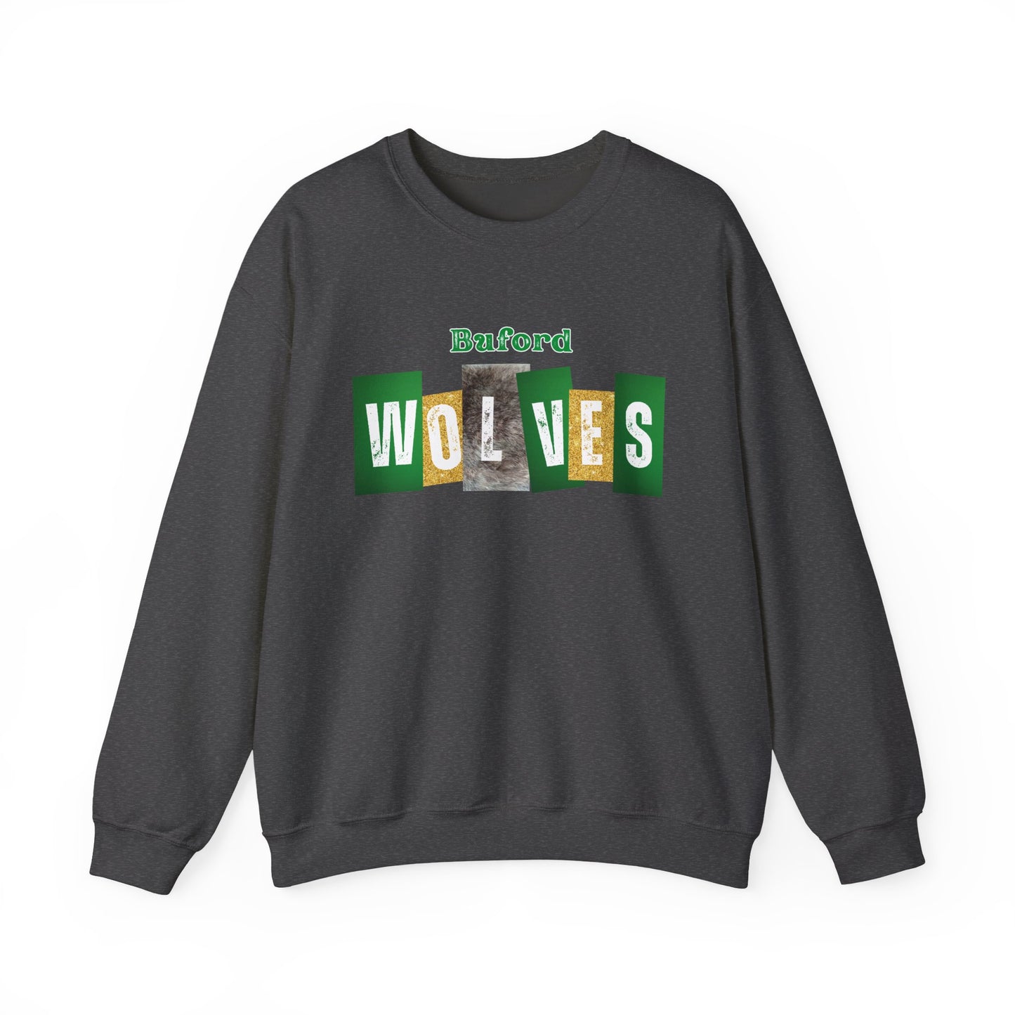 Buford Wolves Block letters Crewneck Sweatshirt
