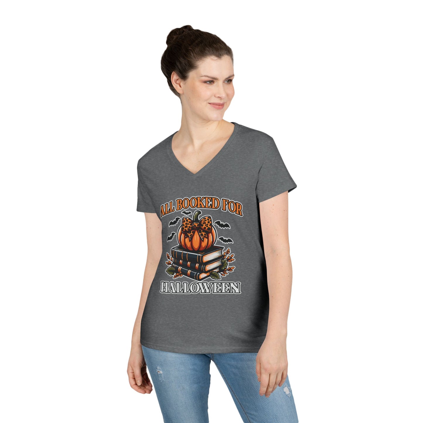 All Booked For Halloween V-Neck T-Shirt
