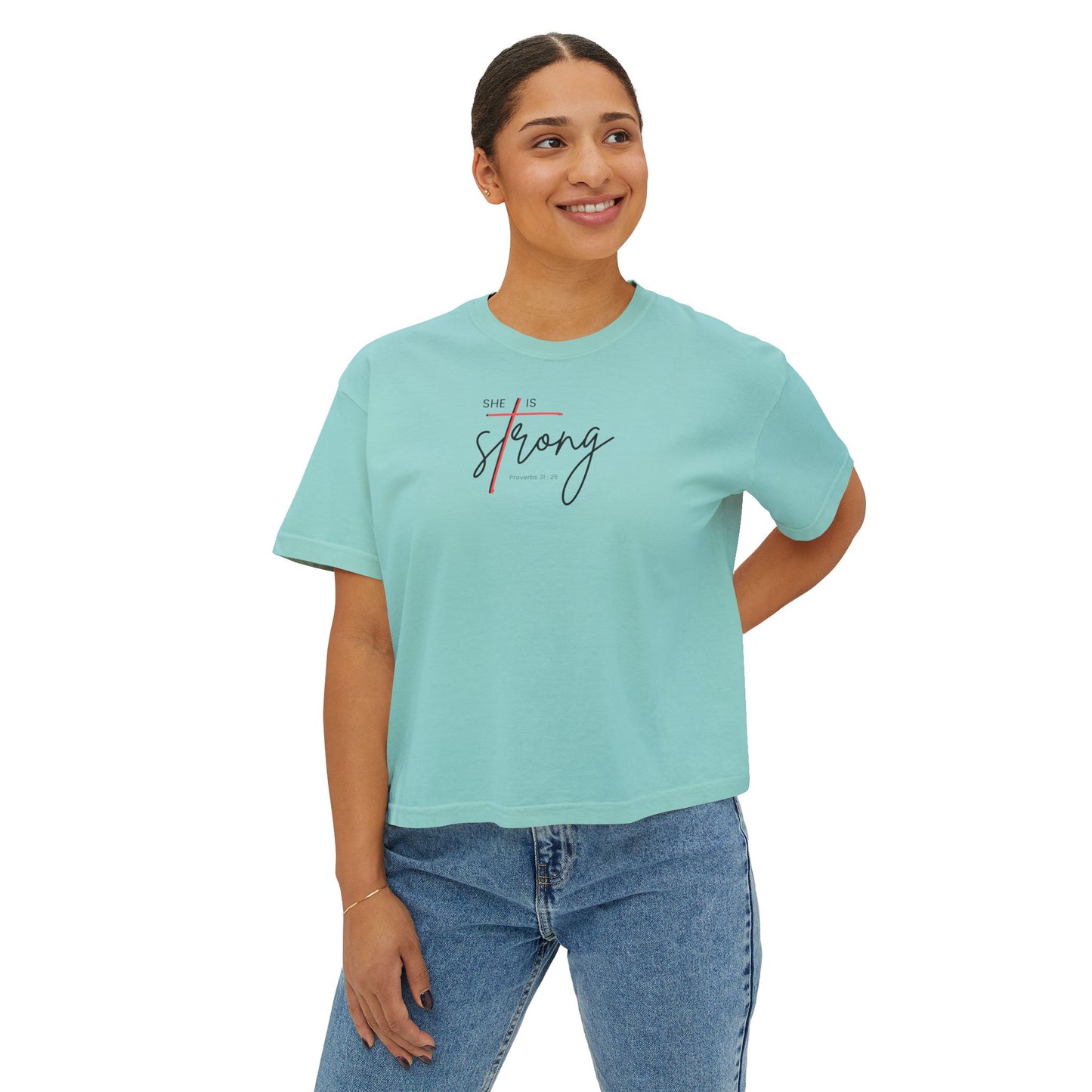 Women's Boxy Tee - She is Strong