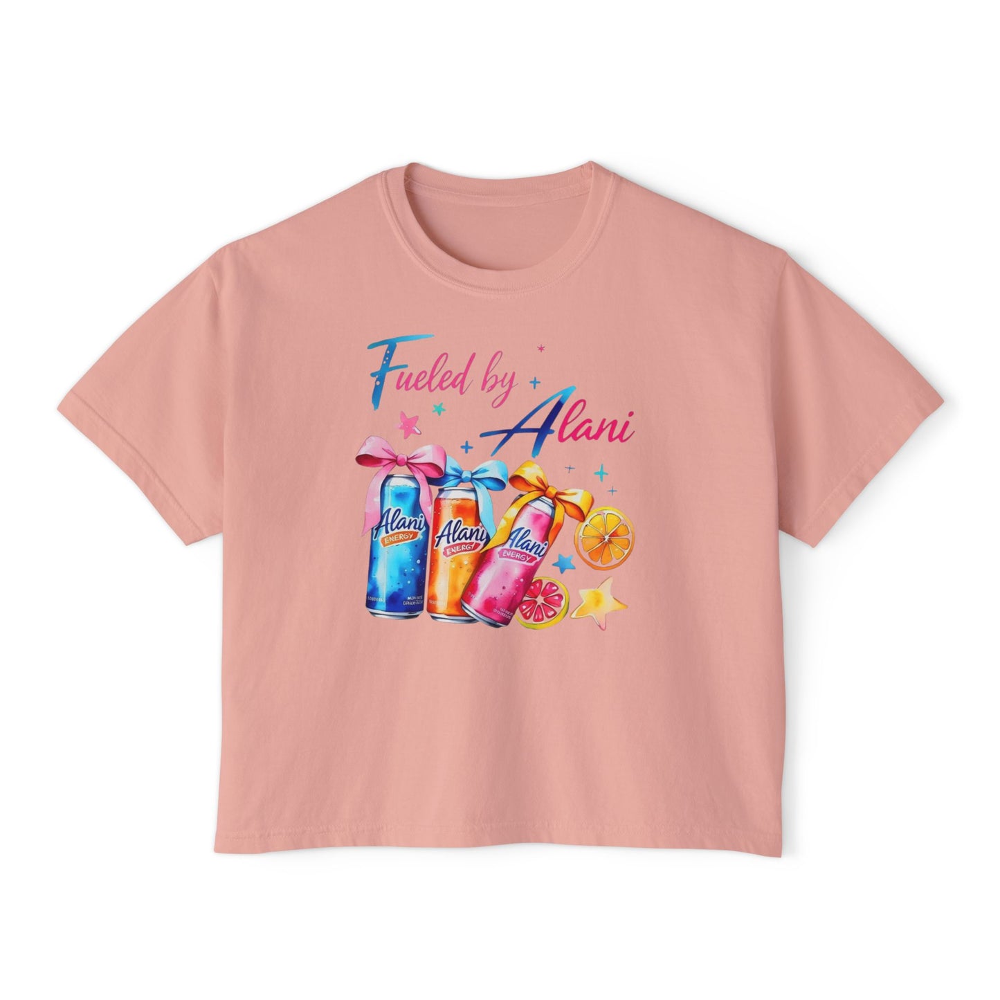 Alani Fueled Women's Boxy Tee, Summer Vibes Shirt, Casual Everyday Tee, Workout Top, Gift for Fitness Lovers, Fun Crew Tee