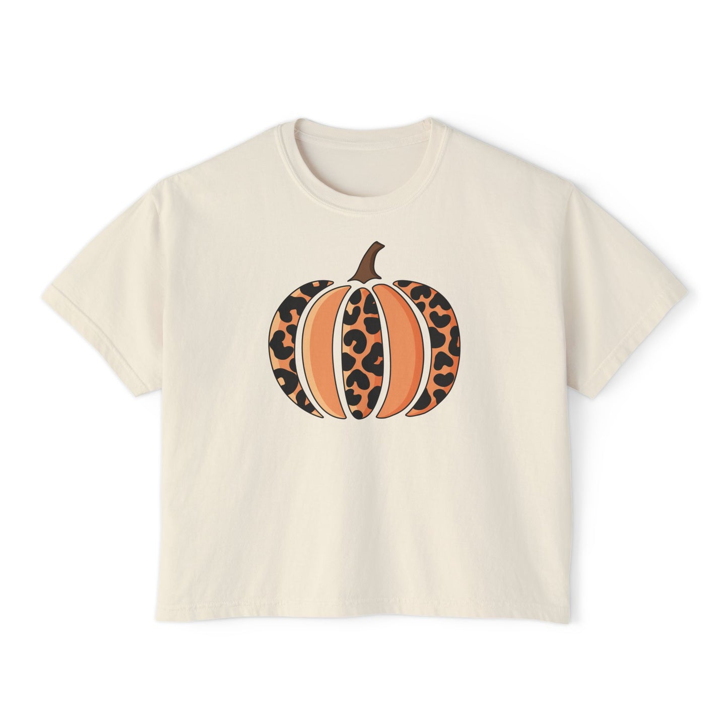 Leopard Print Pumpkin Women's Boxy Tee