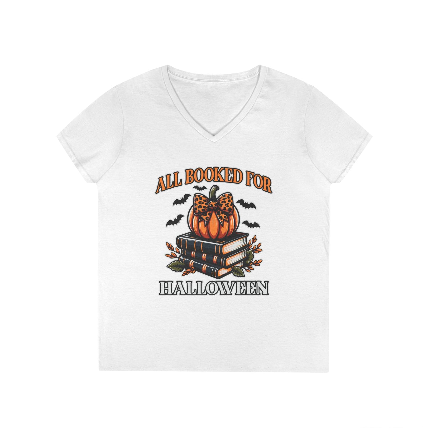 All Booked For Halloween V-Neck T-Shirt