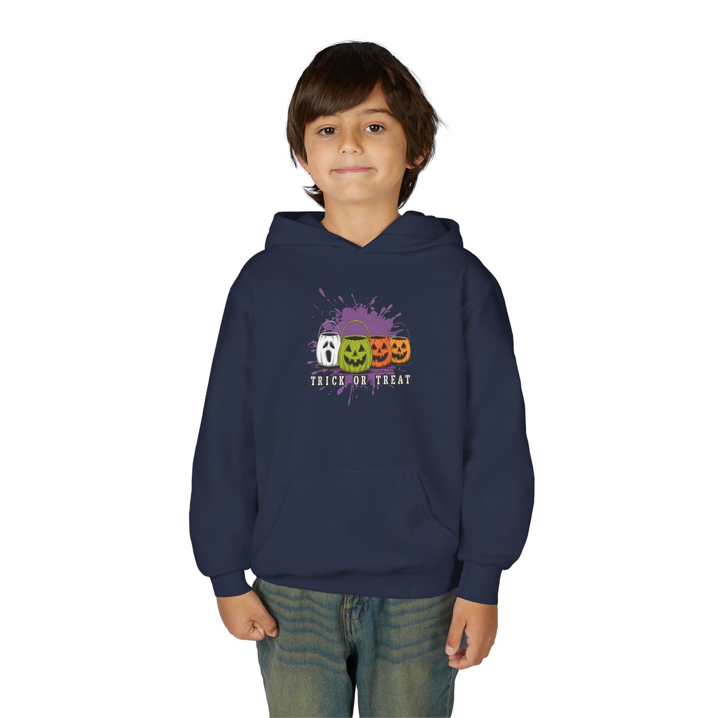 Halloween Pumpkin Trick or Treat Youth Hoodie