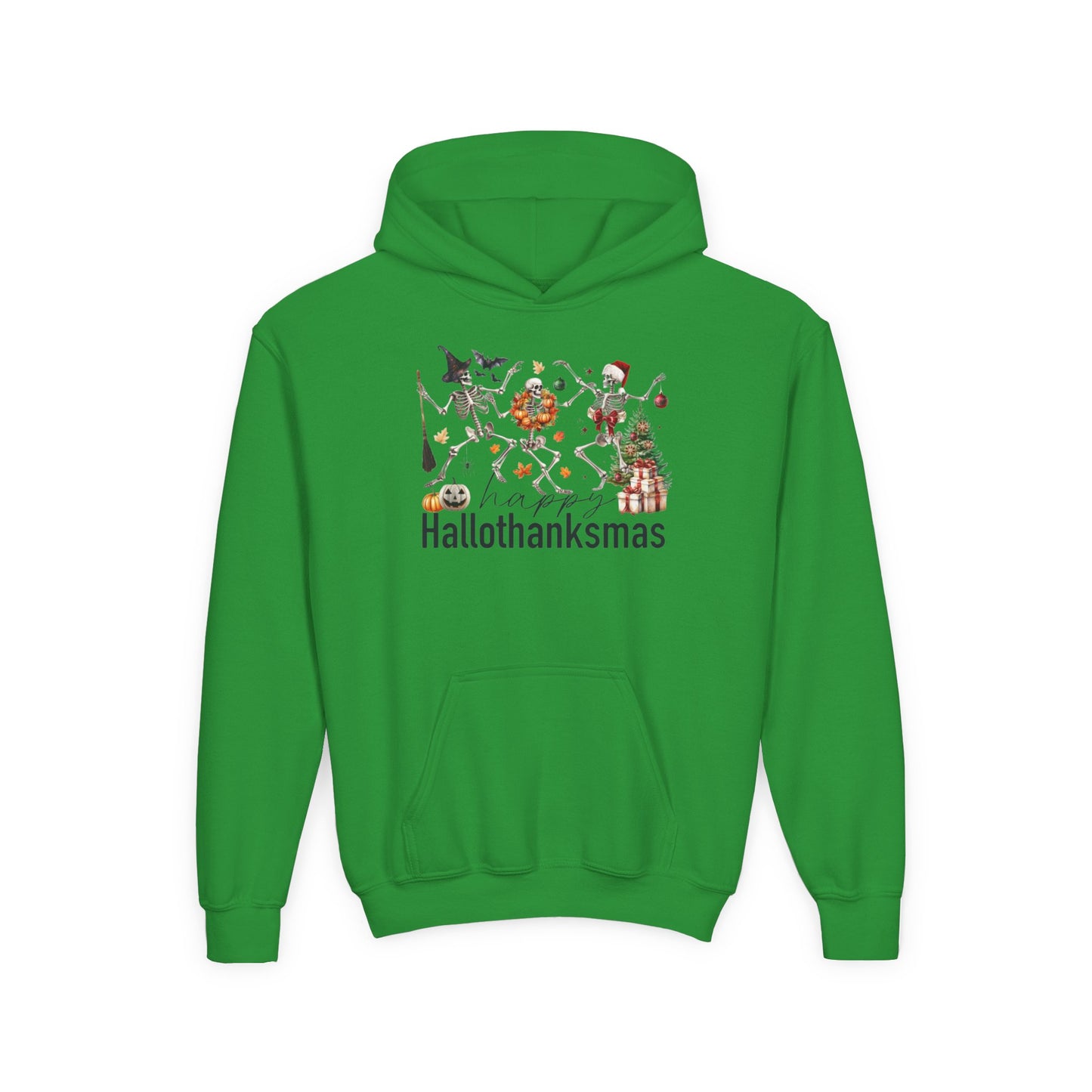 Happy Hallothanksmas Skeleton Youth Hoodie