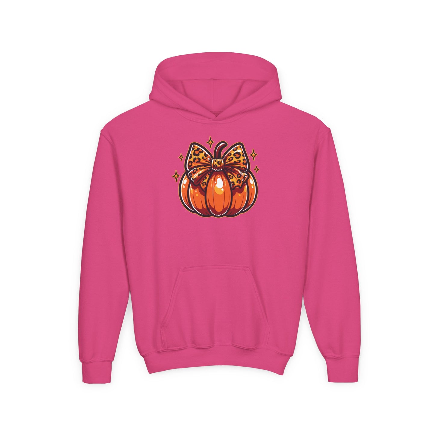 Leopard Pumpkin Bow Youth Hoodie