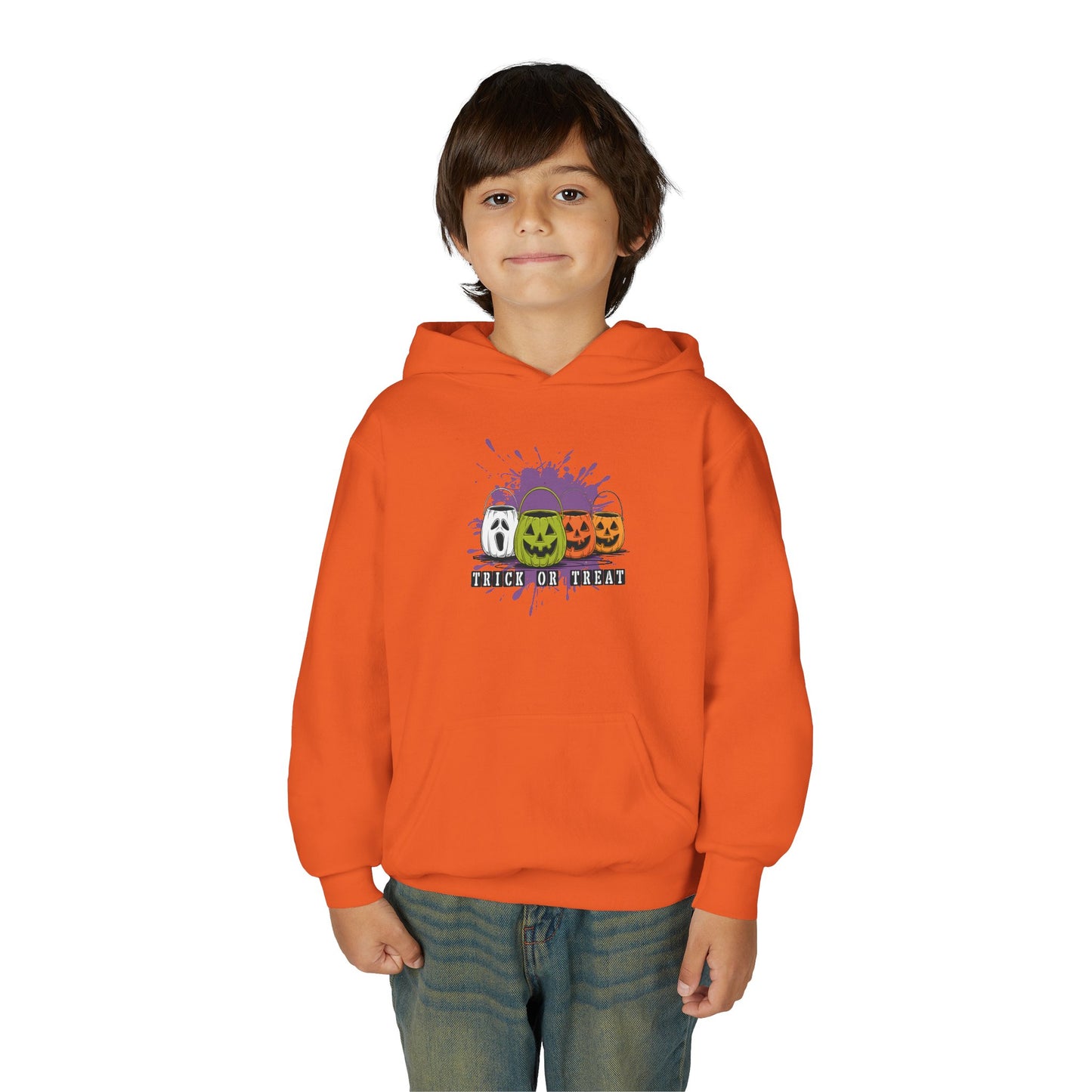 Halloween Pumpkin Trick or Treat Youth Hoodie