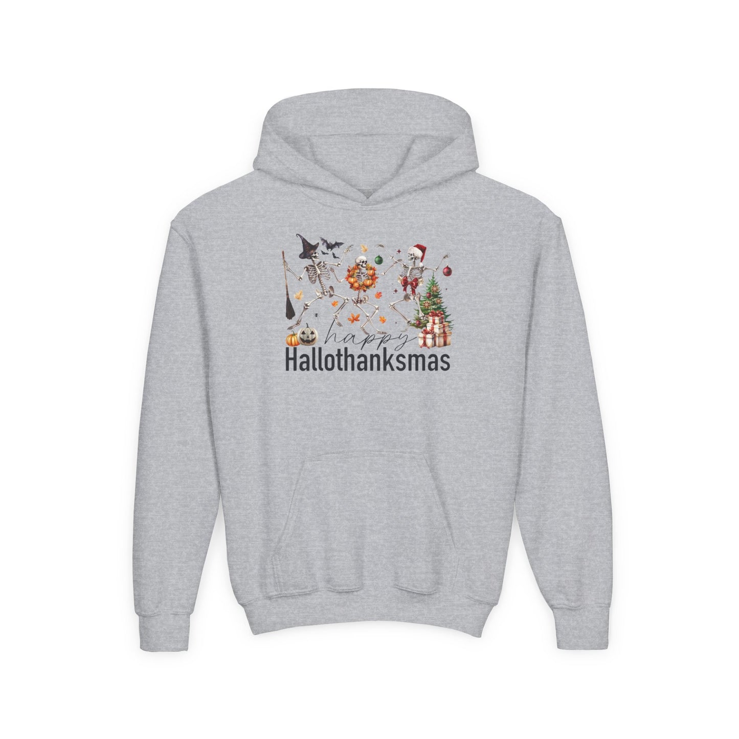 Happy Hallothanksmas Skeleton Youth Hoodie