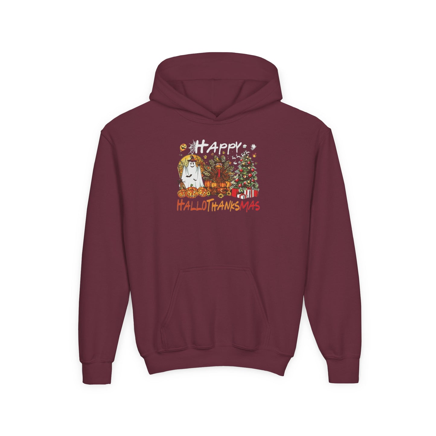 Happy Hallothanksmas Characters Youth Hoodie