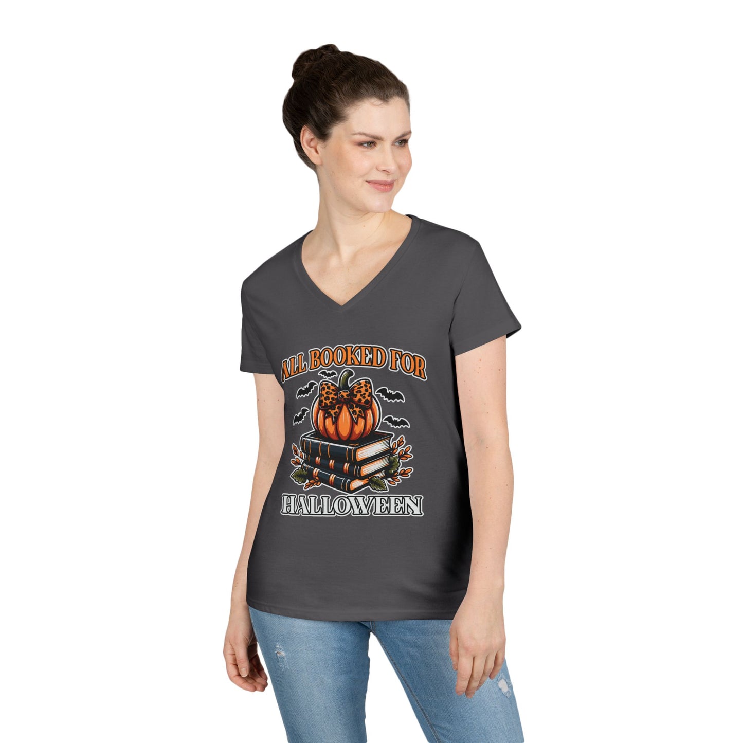 All Booked For Halloween V-Neck T-Shirt