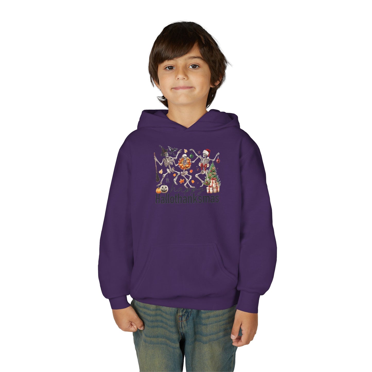 Happy Hallothanksmas Skeleton Youth Hoodie