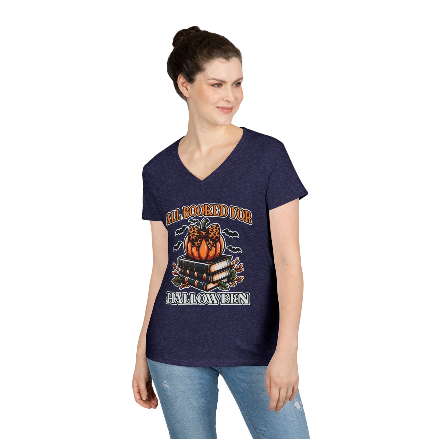 All Booked For Halloween V-Neck T-Shirt