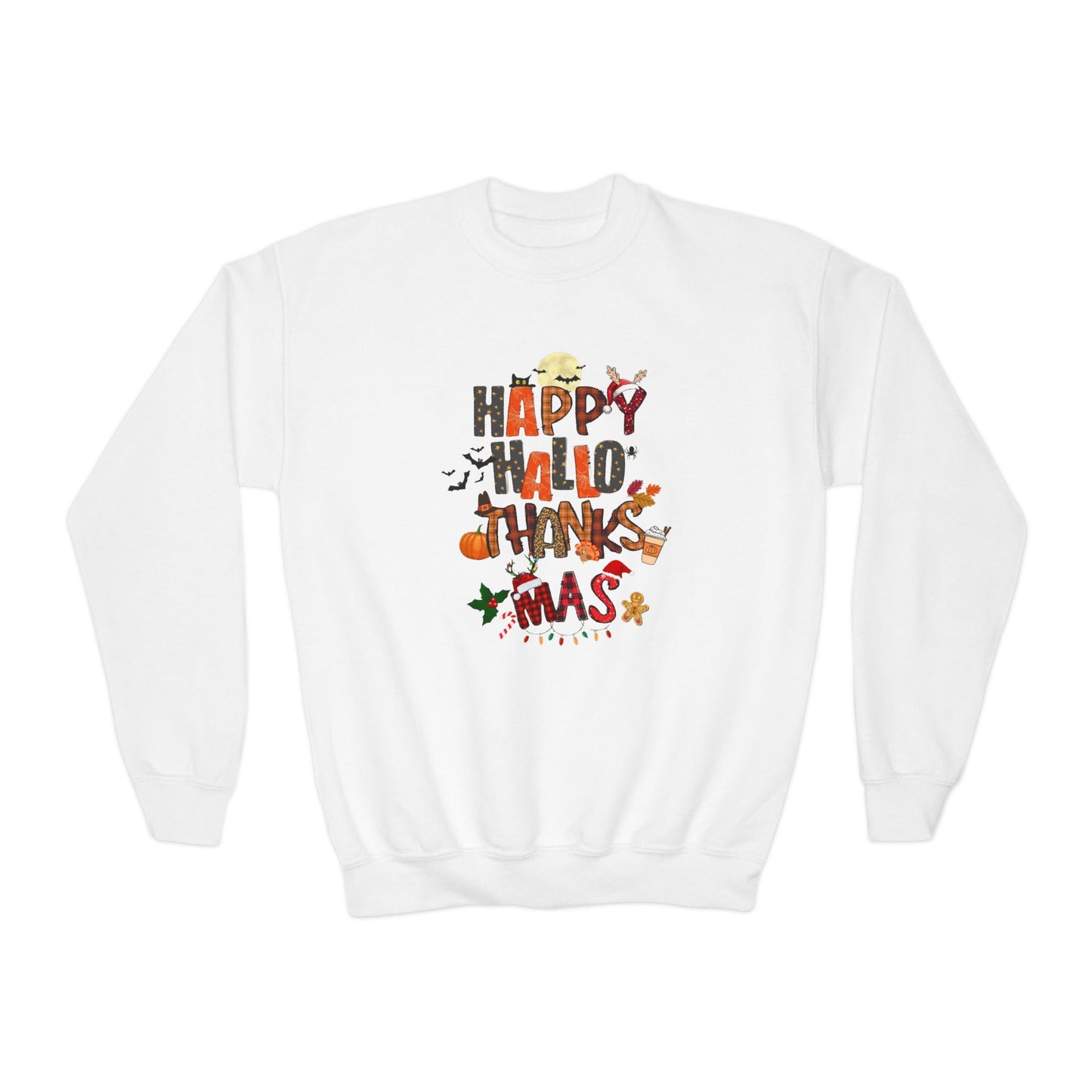 Happy hallothanksmas youth Sweatshirt