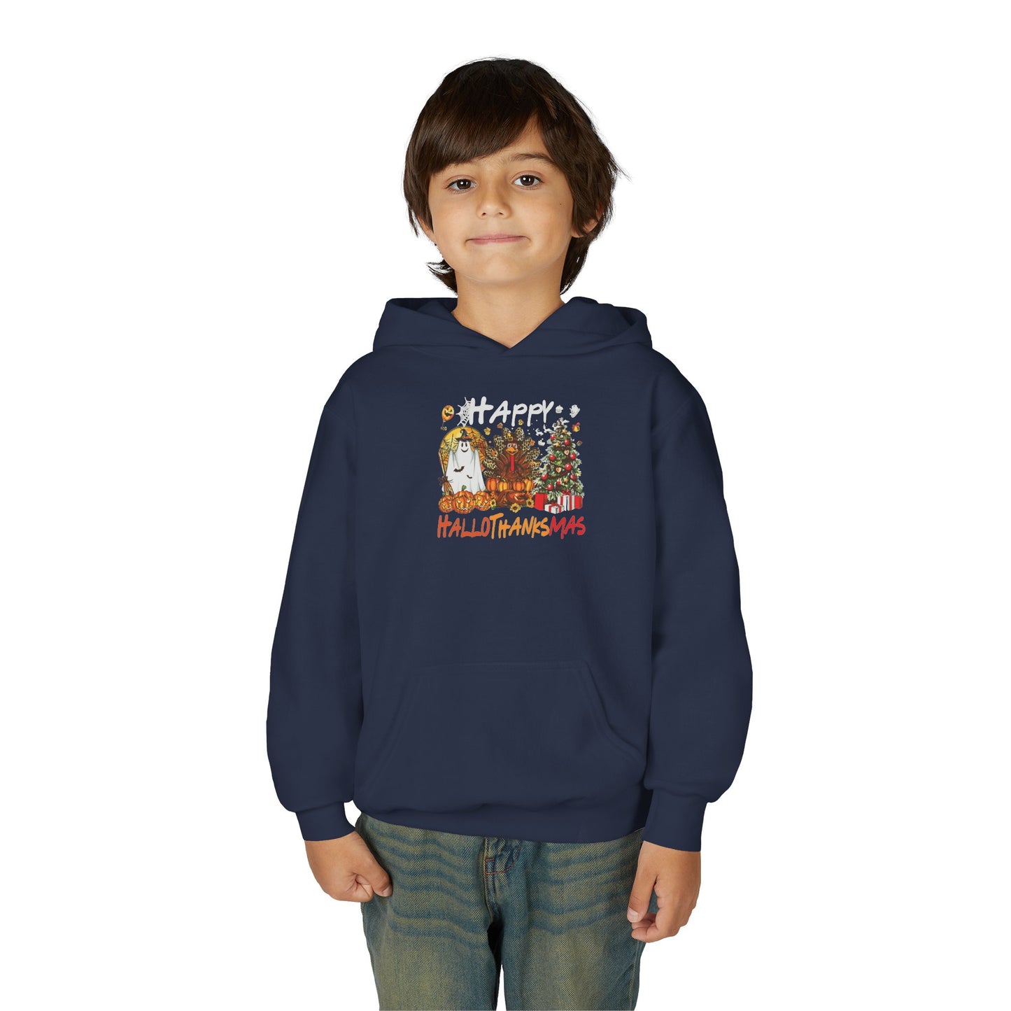 Happy Hallothanksmas Characters Youth Hoodie