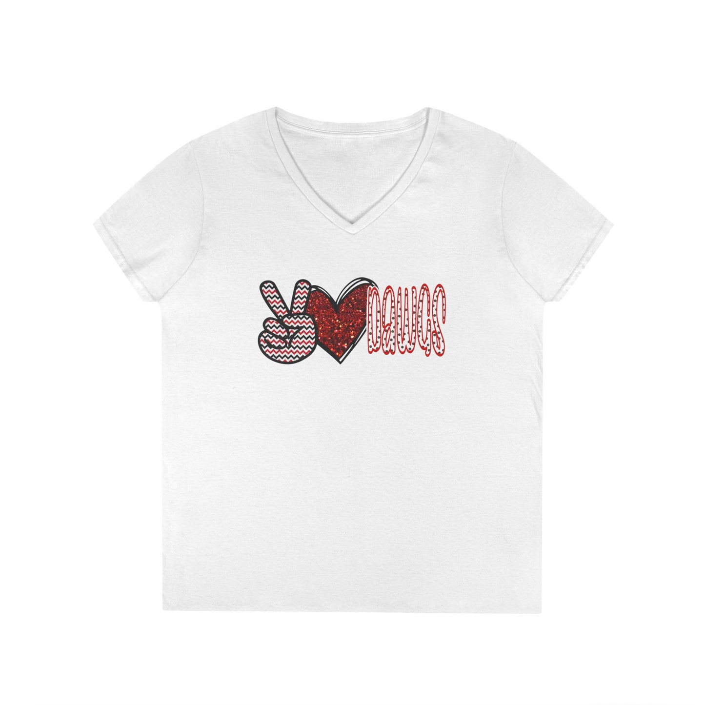 Peace, Love, Dawgs V-Neck T-Shirt