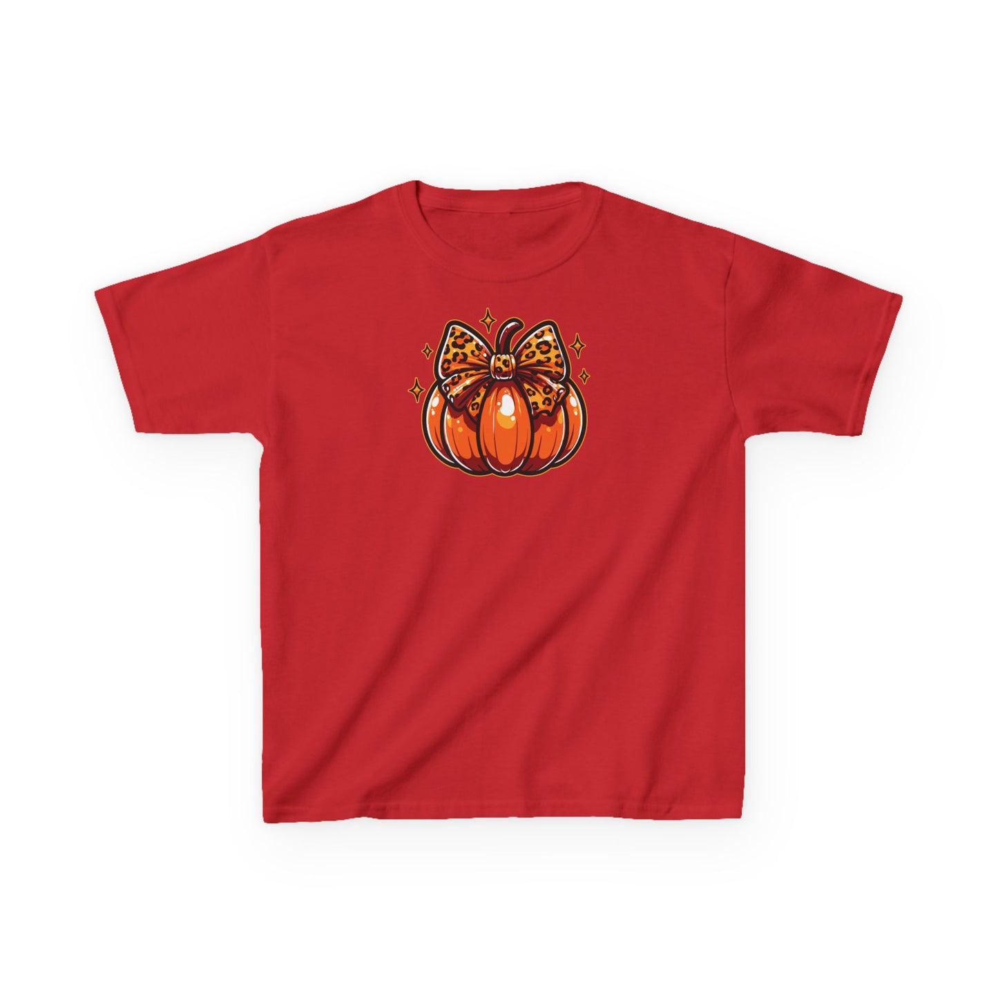 Leopard Pumpkin Bow Kids Tee