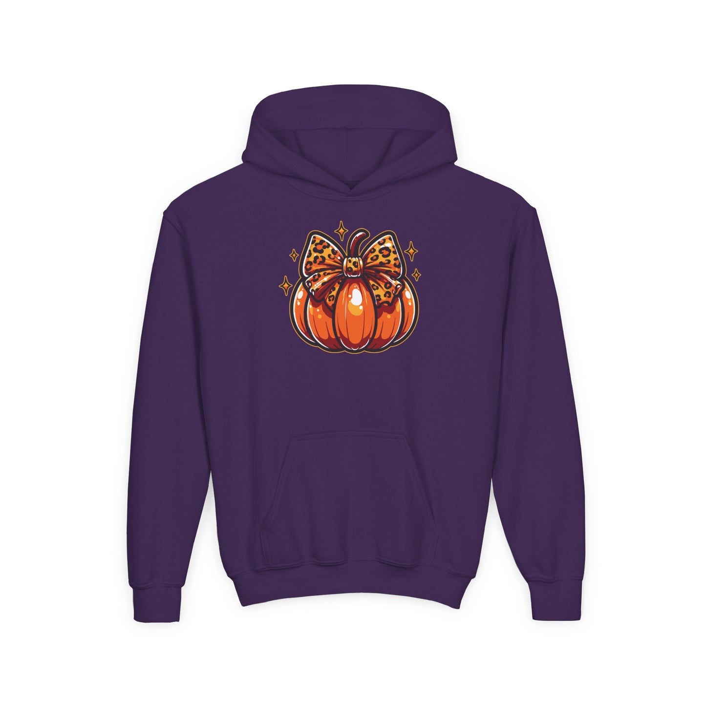 Leopard Pumpkin Bow Youth Hoodie