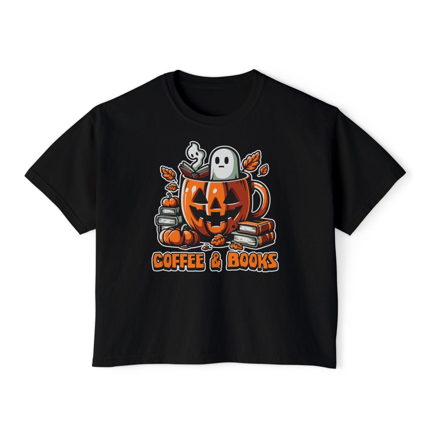 Halloween Coffee & Books Women's Boxy Tee