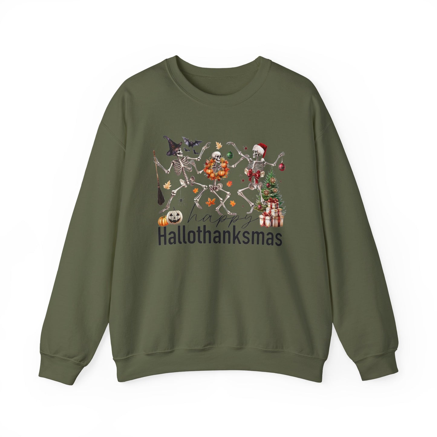 Happy Hallothanksmas Skeleton Sweatshirt
