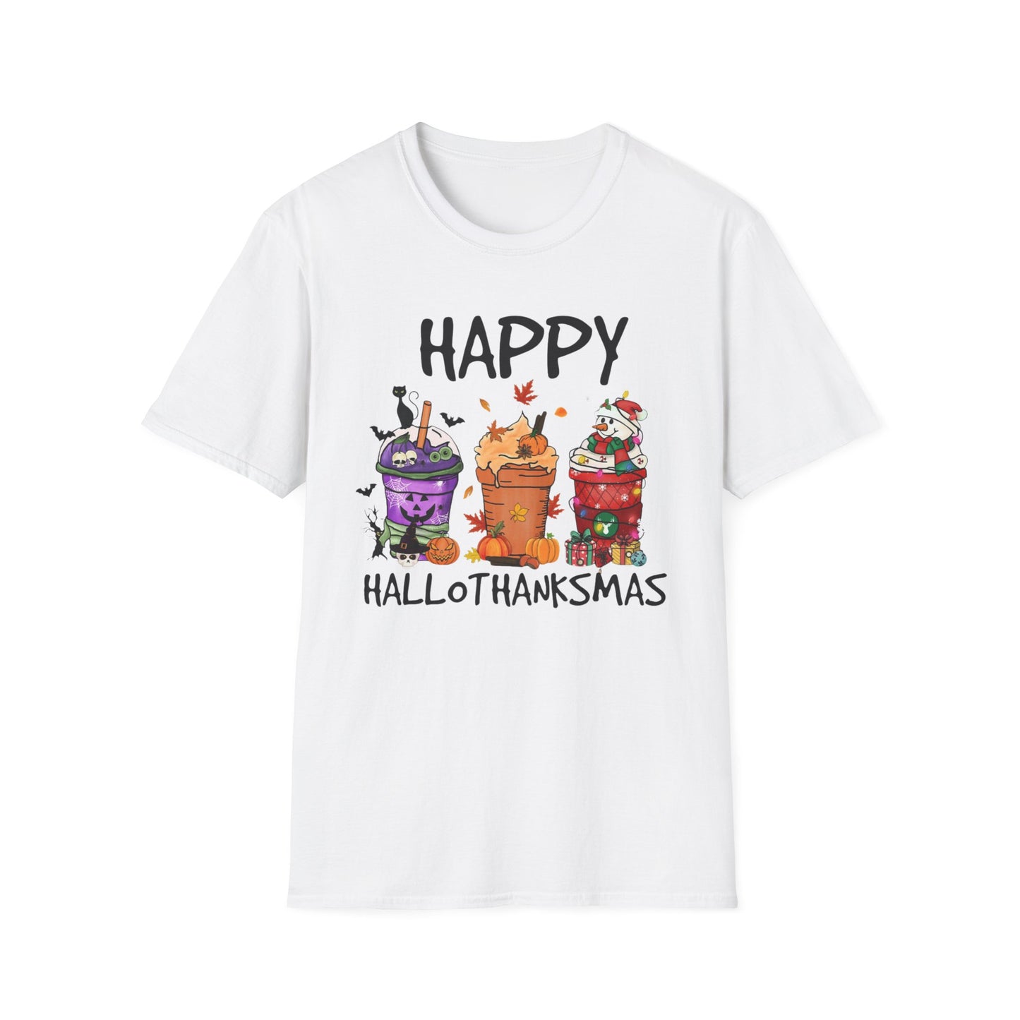 Happy Hallothanksmas Drinks Unisex Softstyle T-Shirt