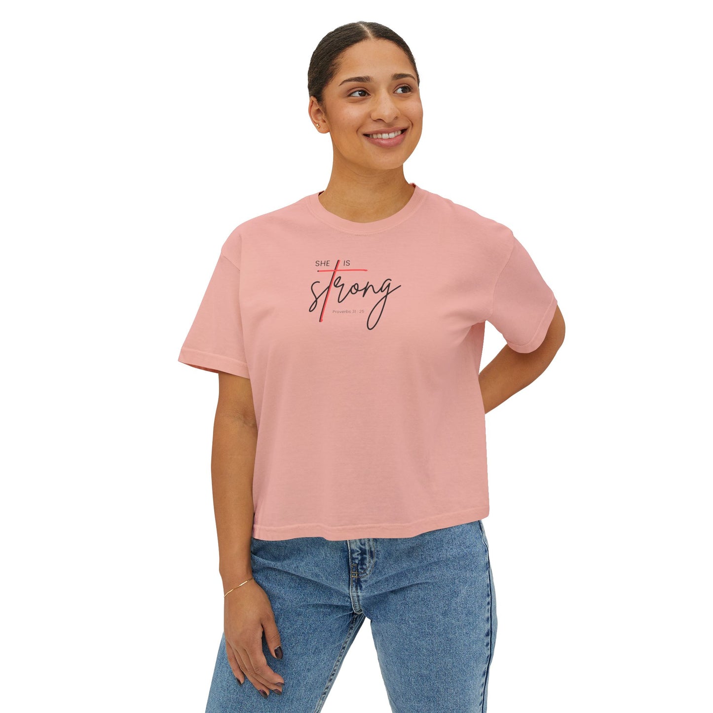 Women's Boxy Tee - She is Strong