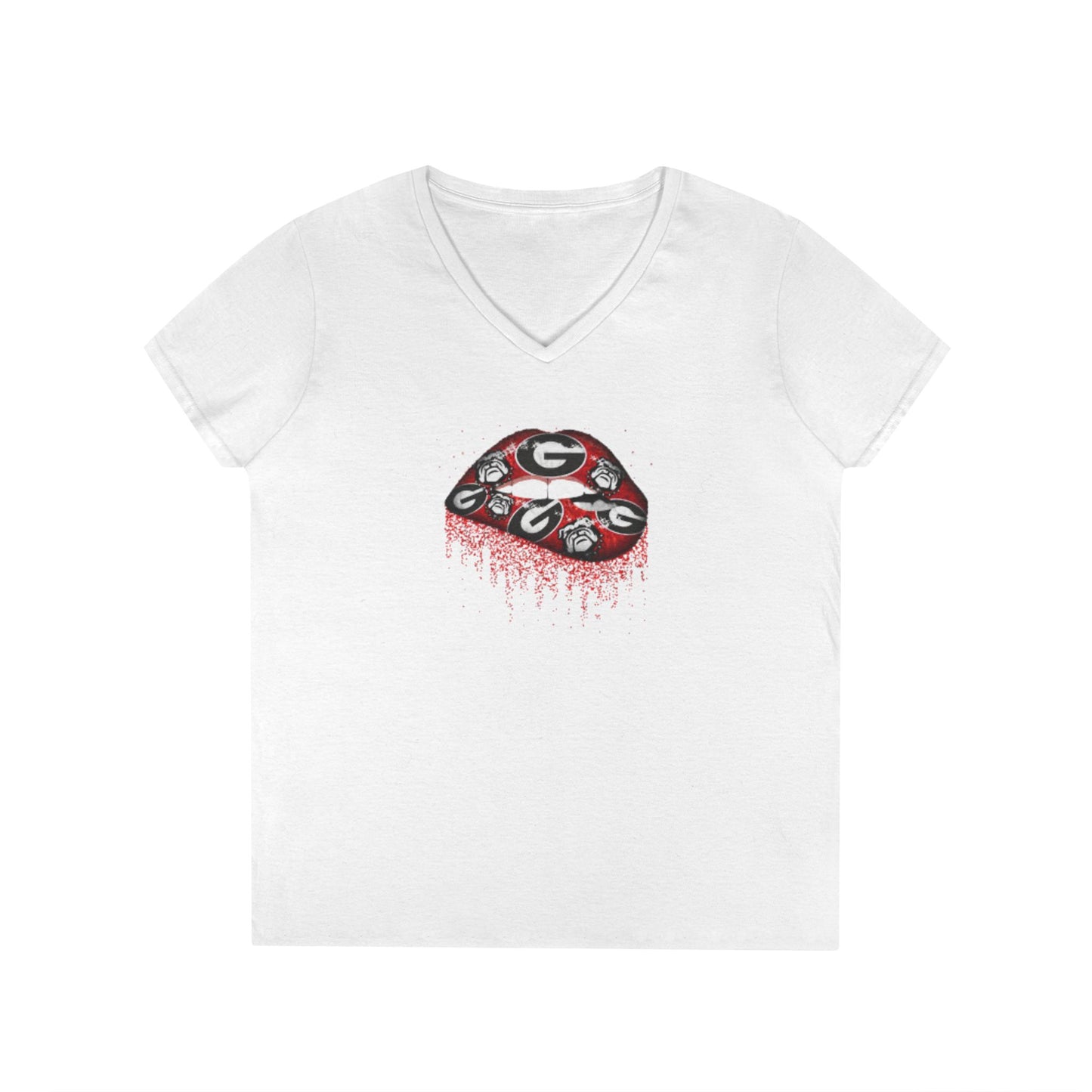 Georgia Bulldogs Glitter Kiss V-Neck T-Sirt