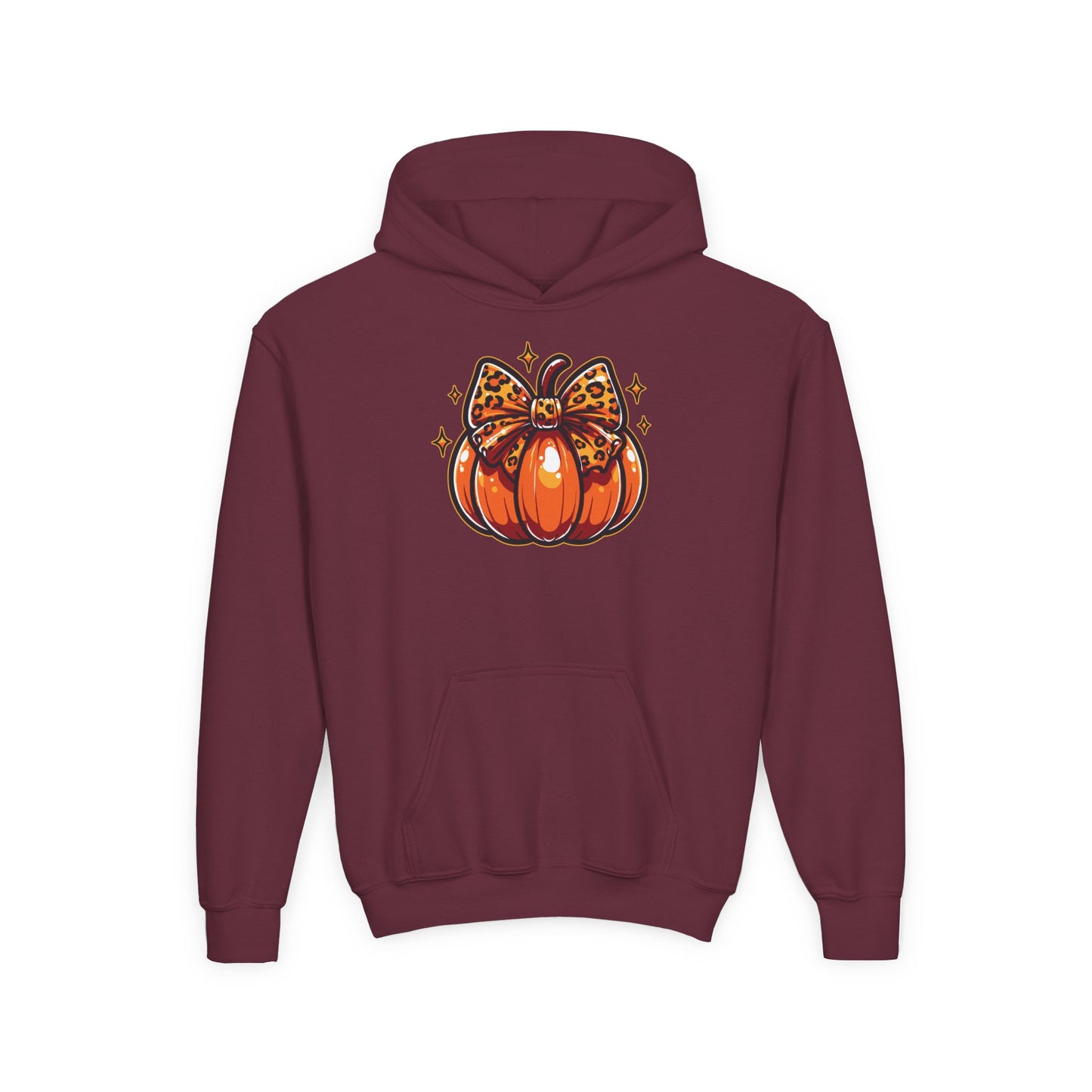 Leopard Pumpkin Bow Youth Hoodie