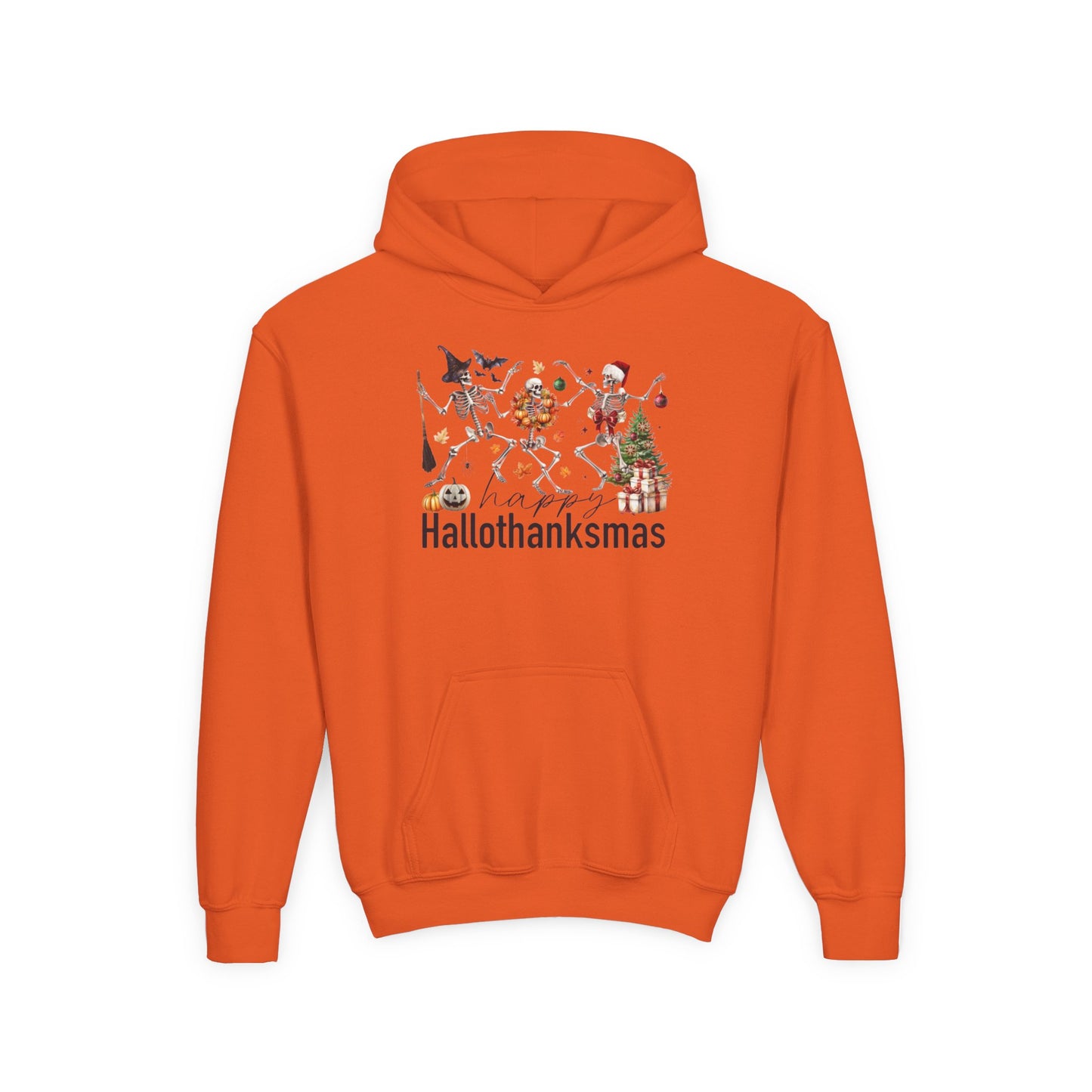 Happy Hallothanksmas Skeleton Youth Hoodie