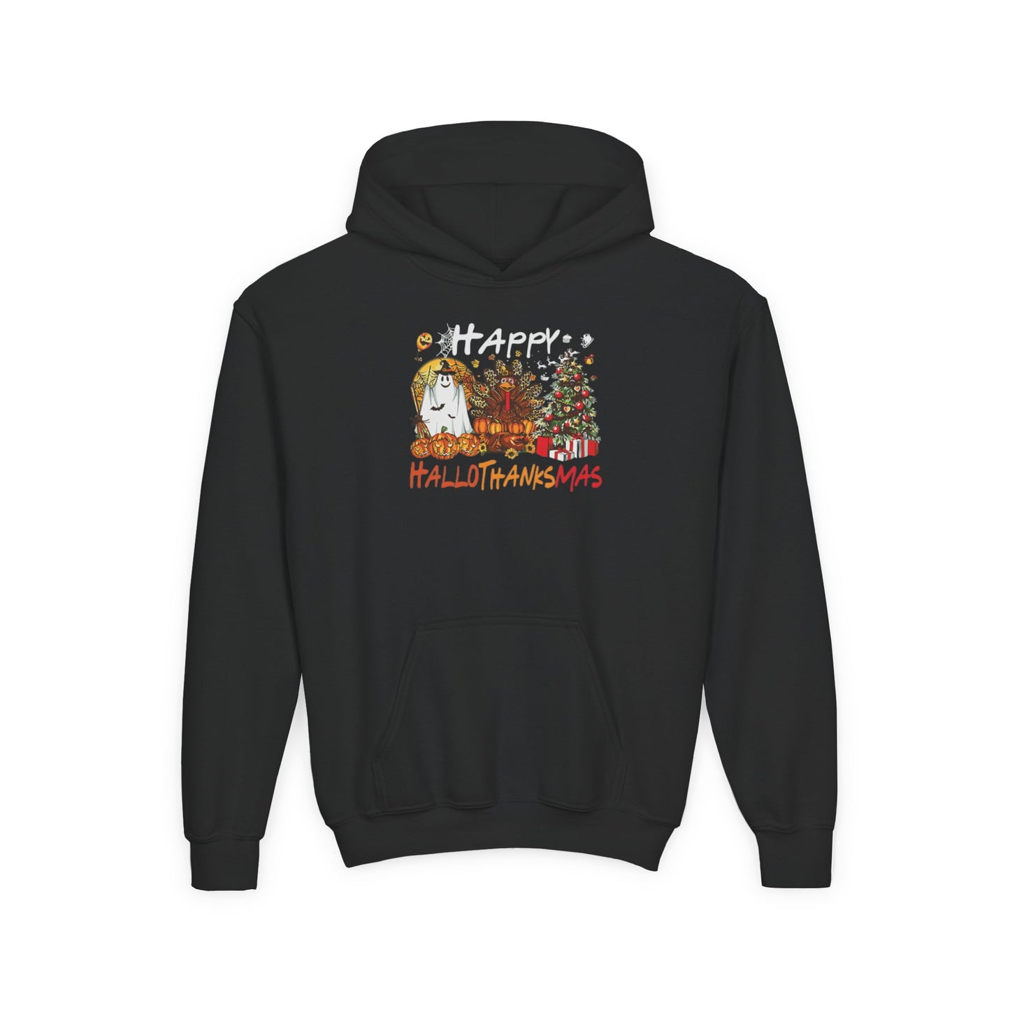 Happy Hallothanksmas Characters Youth Hoodie