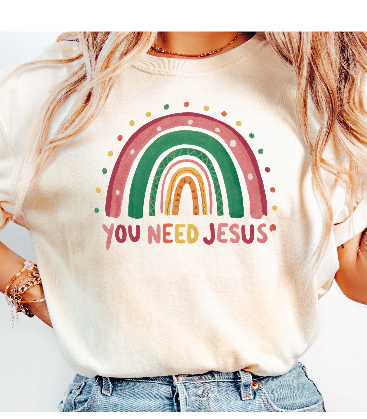 Colorful Rainbow You Need Jesus T-Shirt