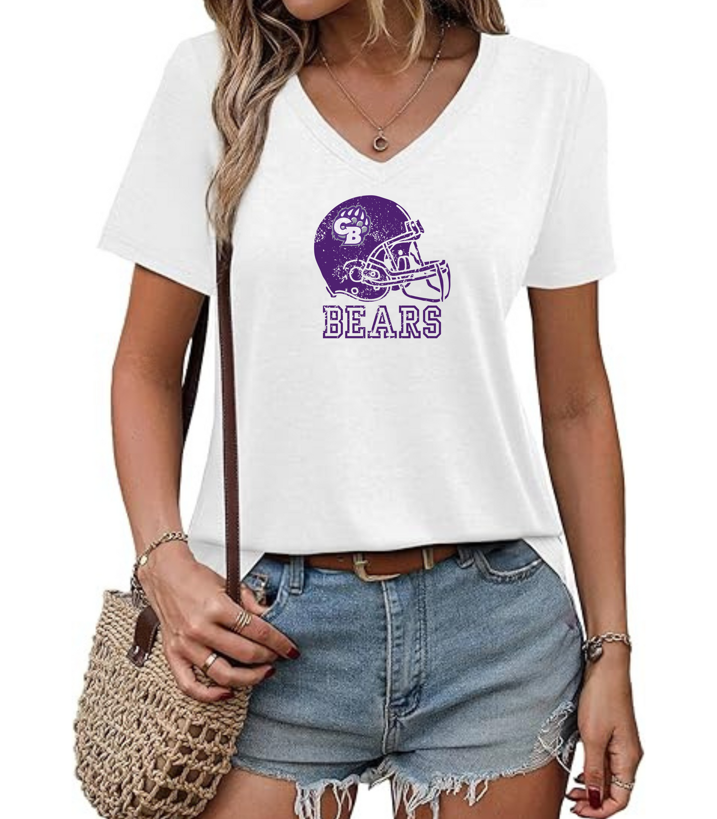 CB Bears Helmet Ladies' V-Neck T-Shirt
