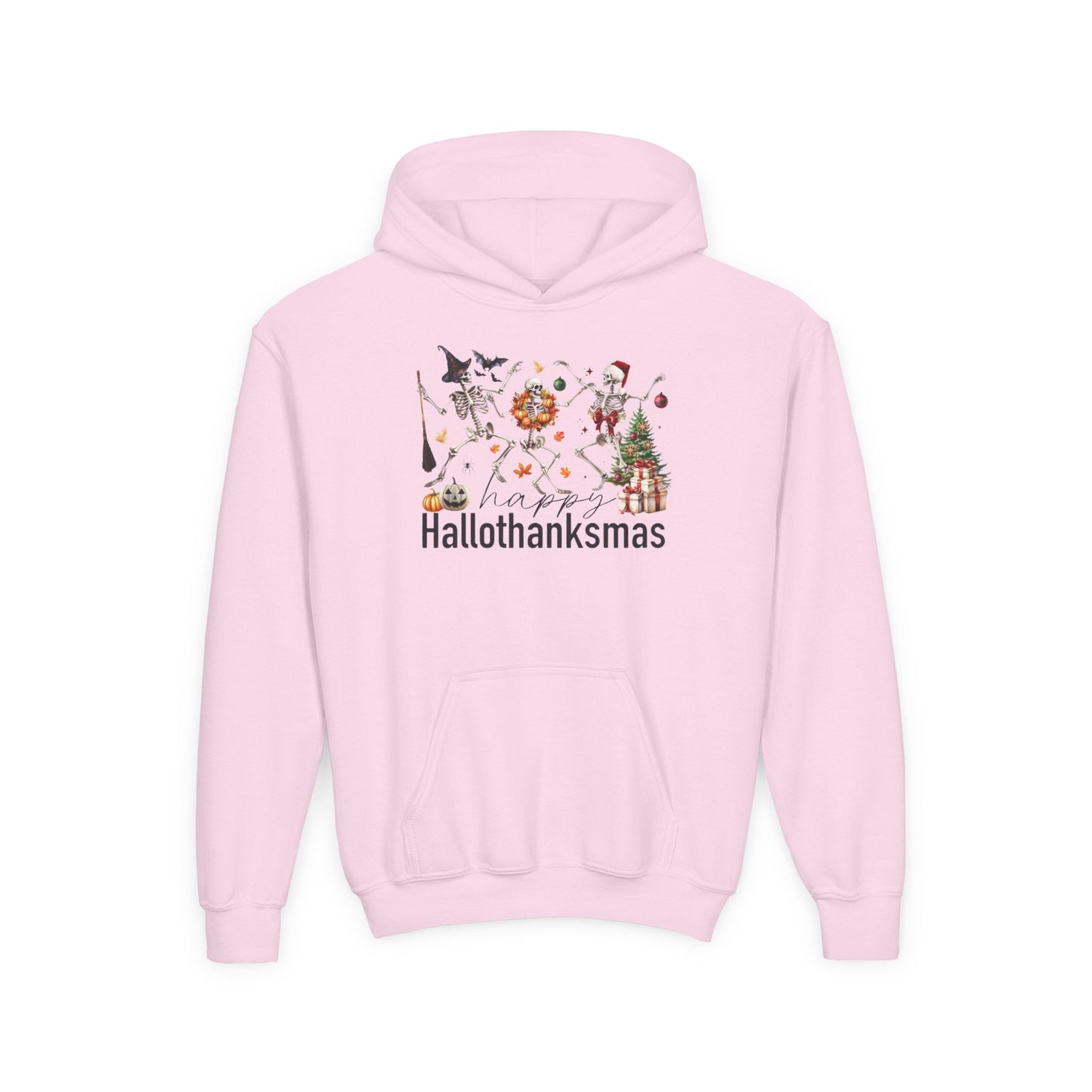 Happy Hallothanksmas Skeleton Youth Hoodie