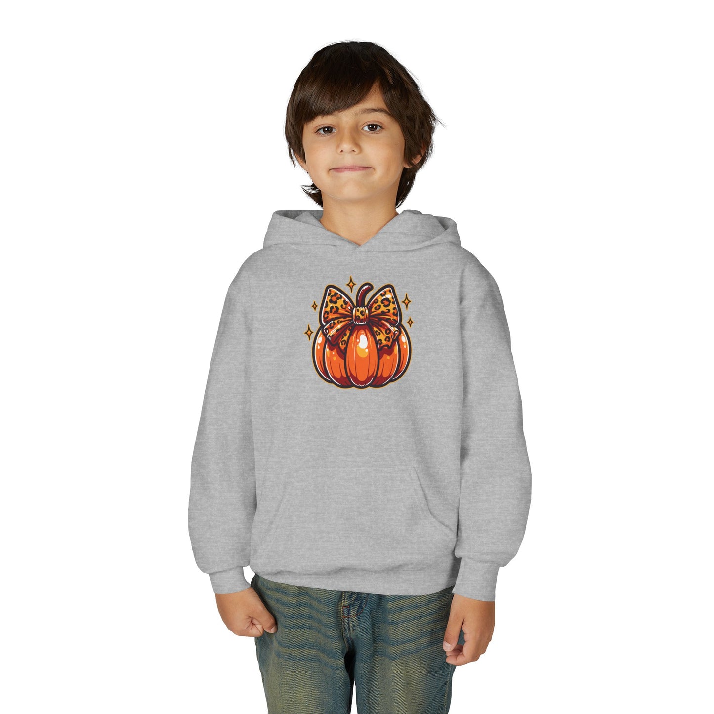 Leopard Pumpkin Bow Youth Hoodie