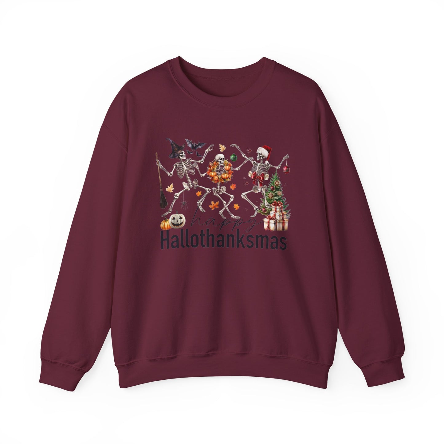 Happy Hallothanksmas Skeleton Sweatshirt